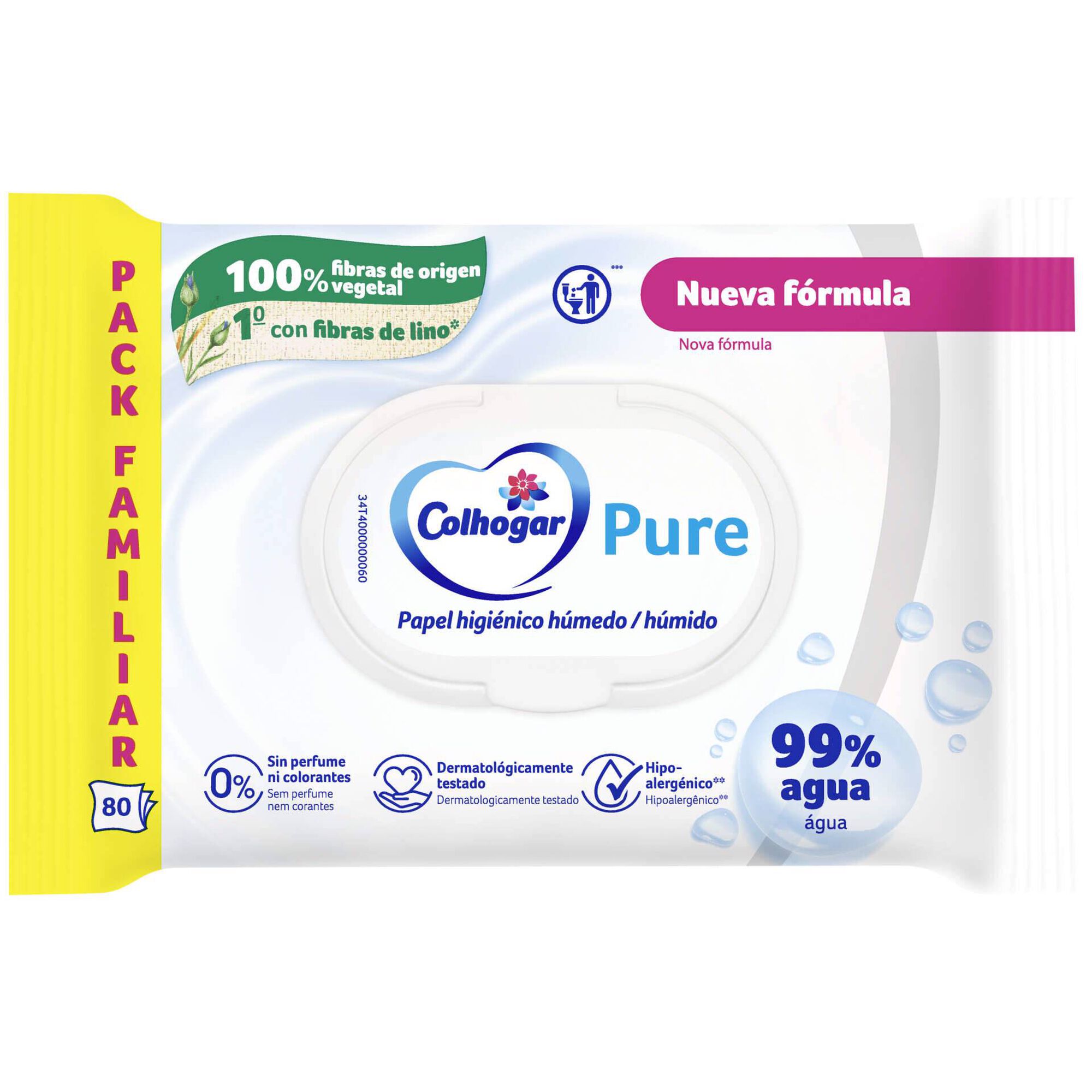Papel Higi&eacute;nico H&uacute;mido Pure Colhogar