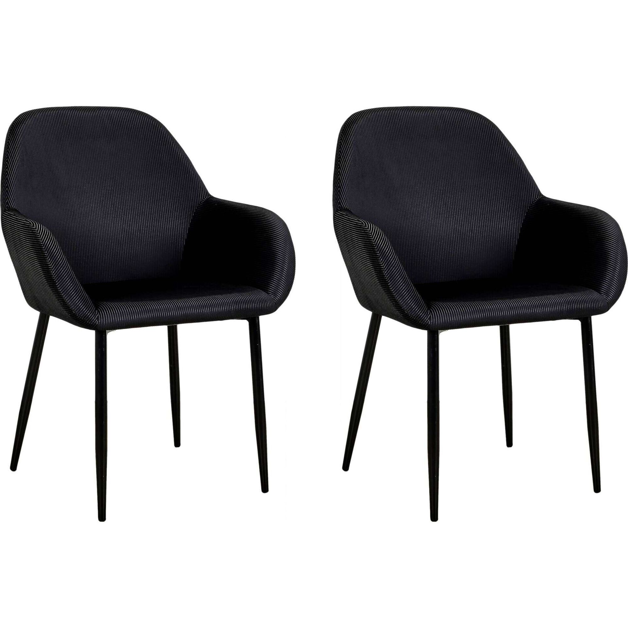 Conjunto de 2 Cadeiras Estofadas Bra&ccedil;os Preta Giulia