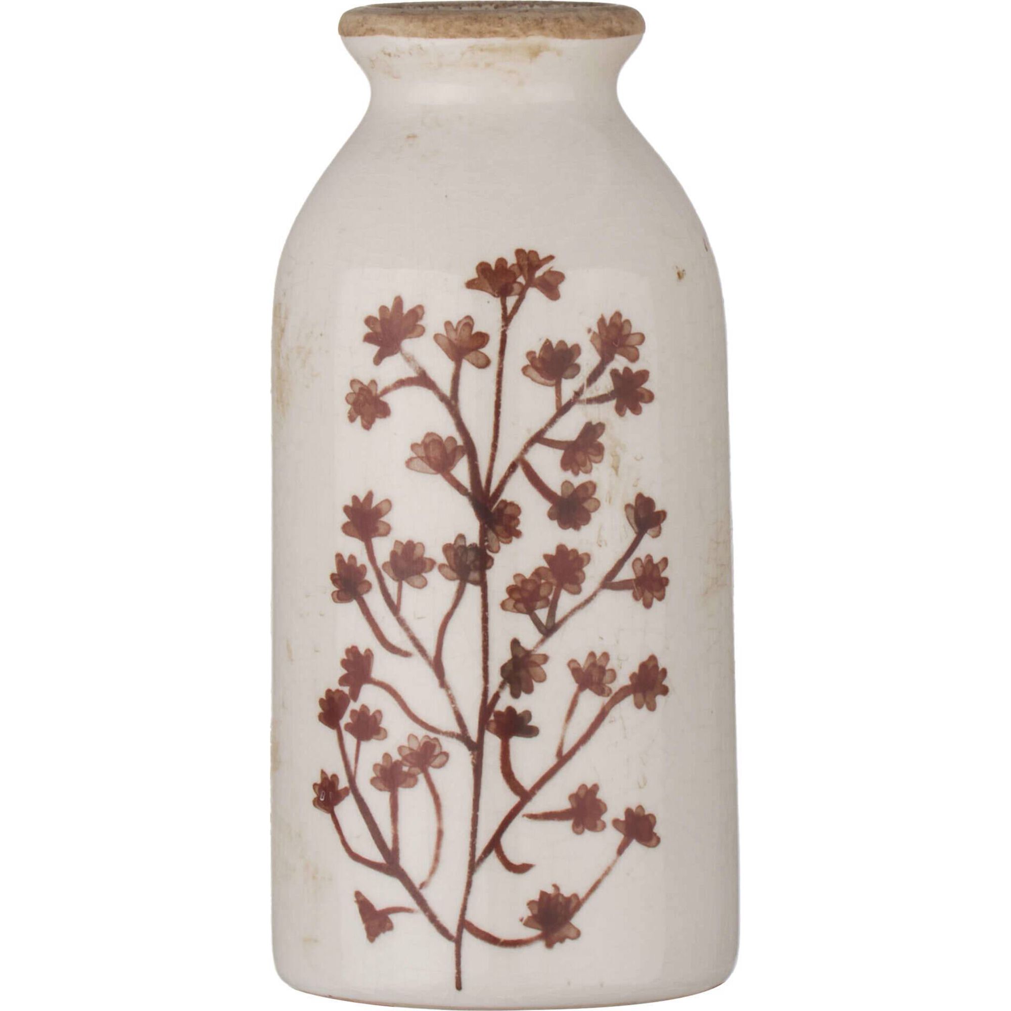 Jarra 8cm Branca Flores Rosa