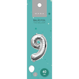 Balão Foil 40 cm nº9 Prateado
