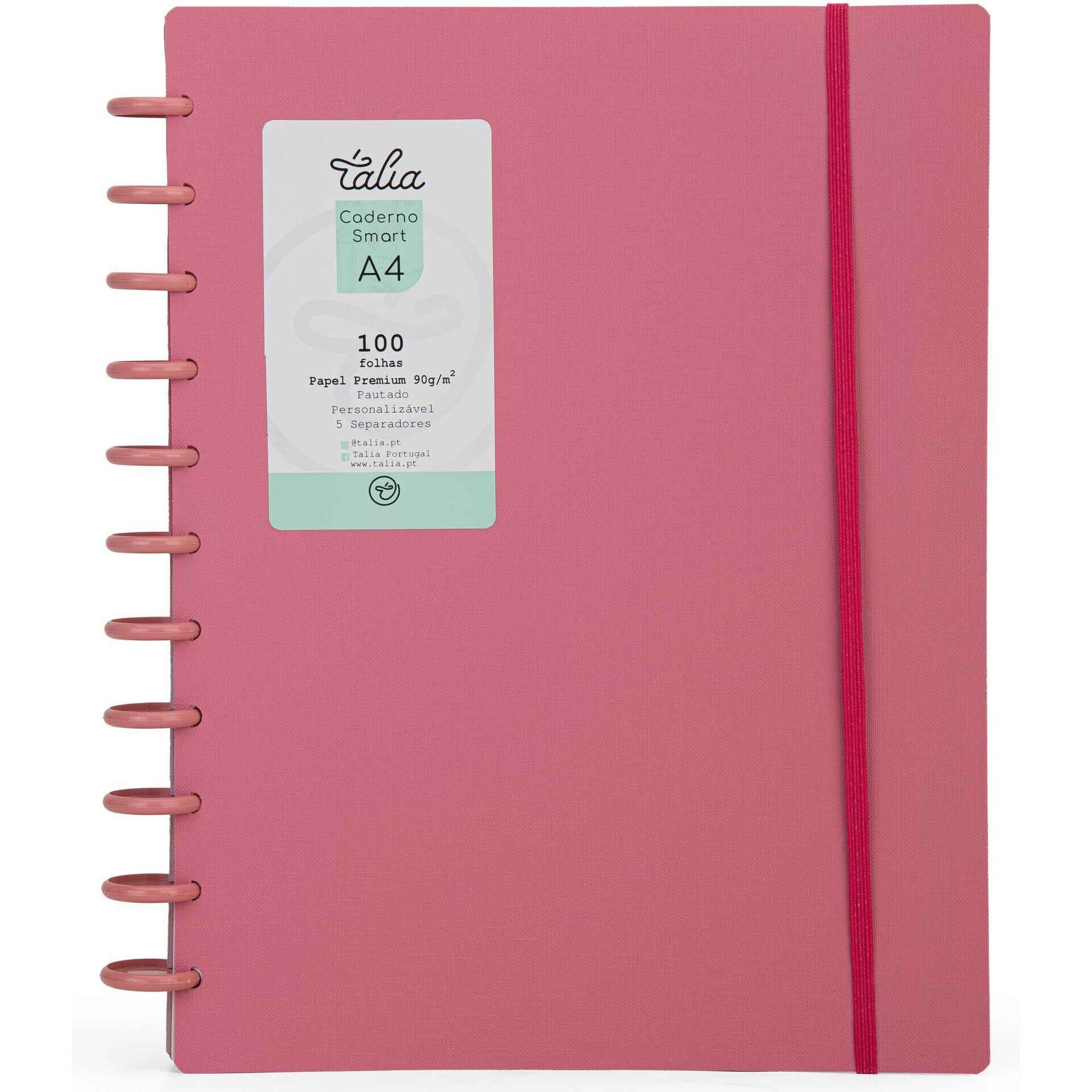 Caderno Smart Espiral A4 Pautado Rosa Talia