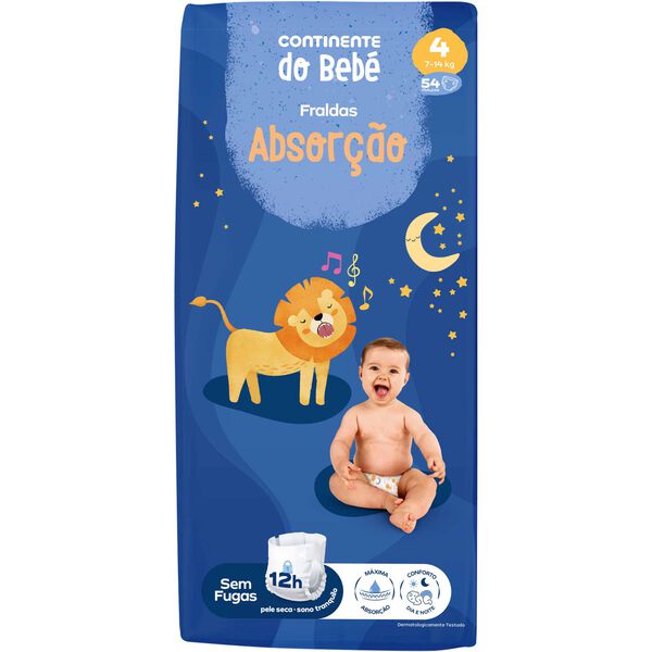 Fraldas Absorção 7-14kg T4 Continente do Bebé