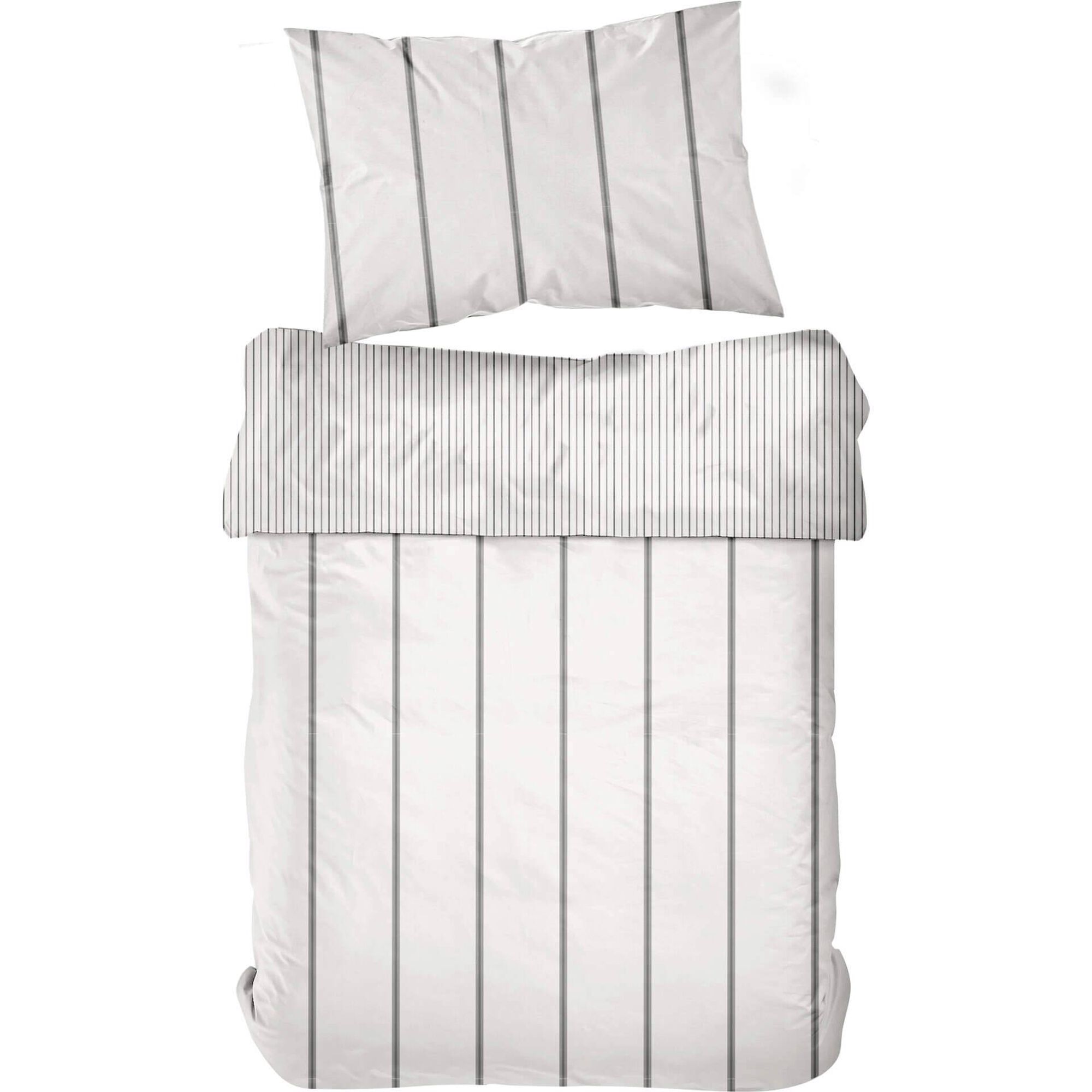 Conjunto Capa de Edred&atilde;o e Fronha 220x160cm Riscas Cinza Kasa