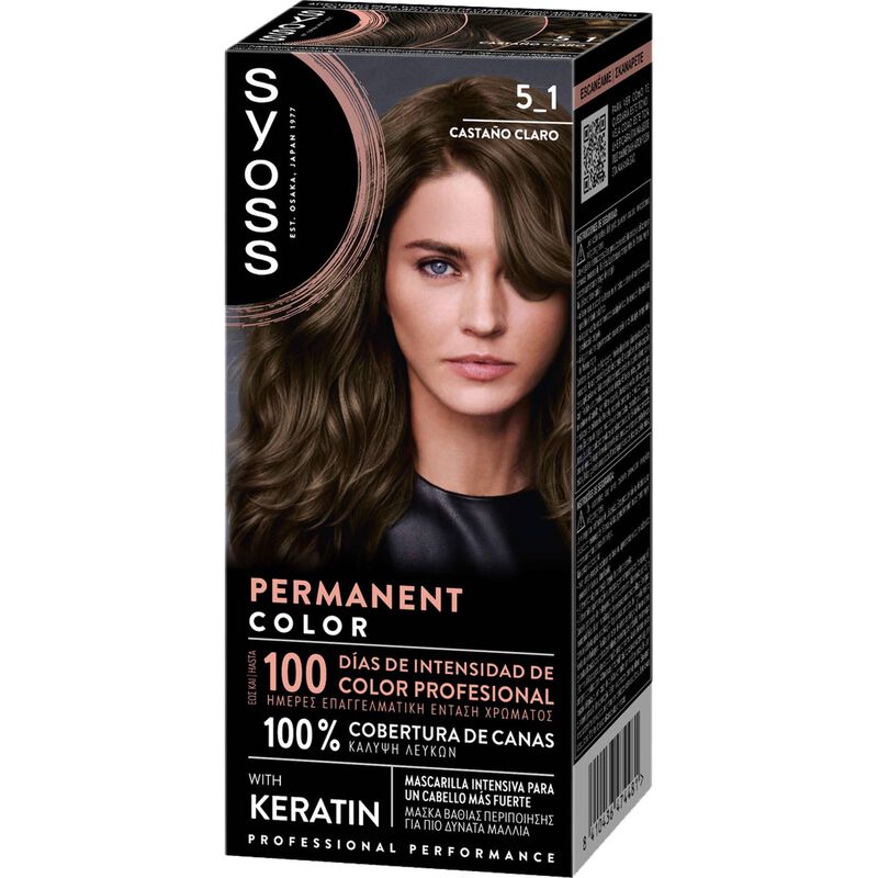 Coloração Permanente Permanent Color Castanho Claro 5-1 Syoss