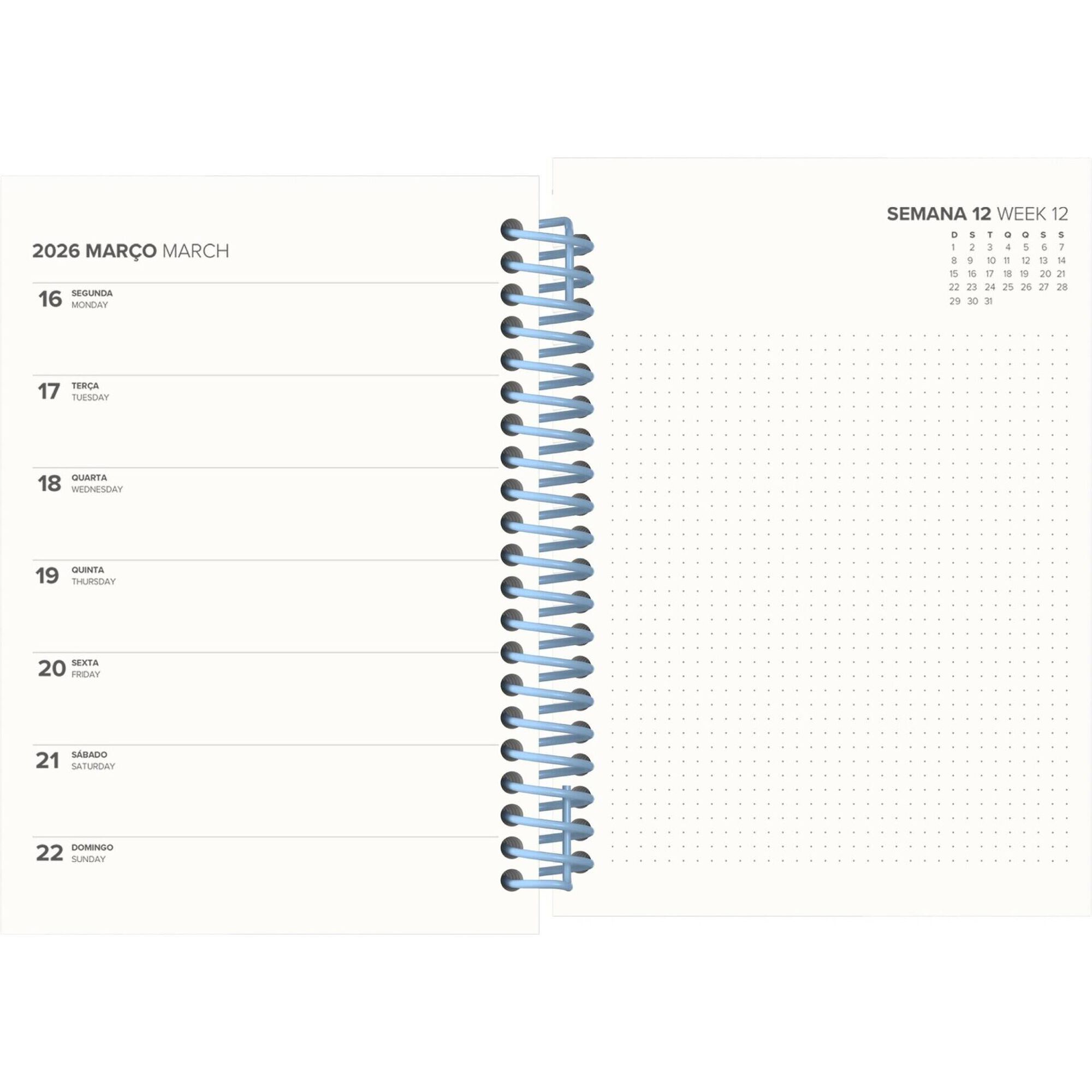 Agenda A6 2026 Espiral 12 Meses (várias cores)