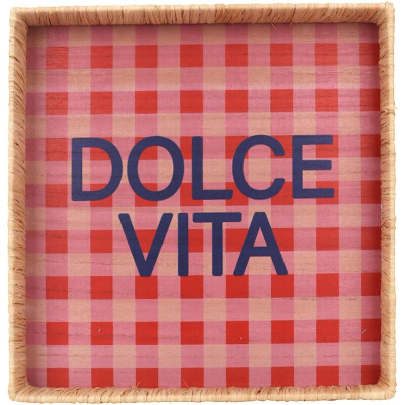 Tabuleiro Madeira 34x34cm Quadrados Dolce Vita Kasa