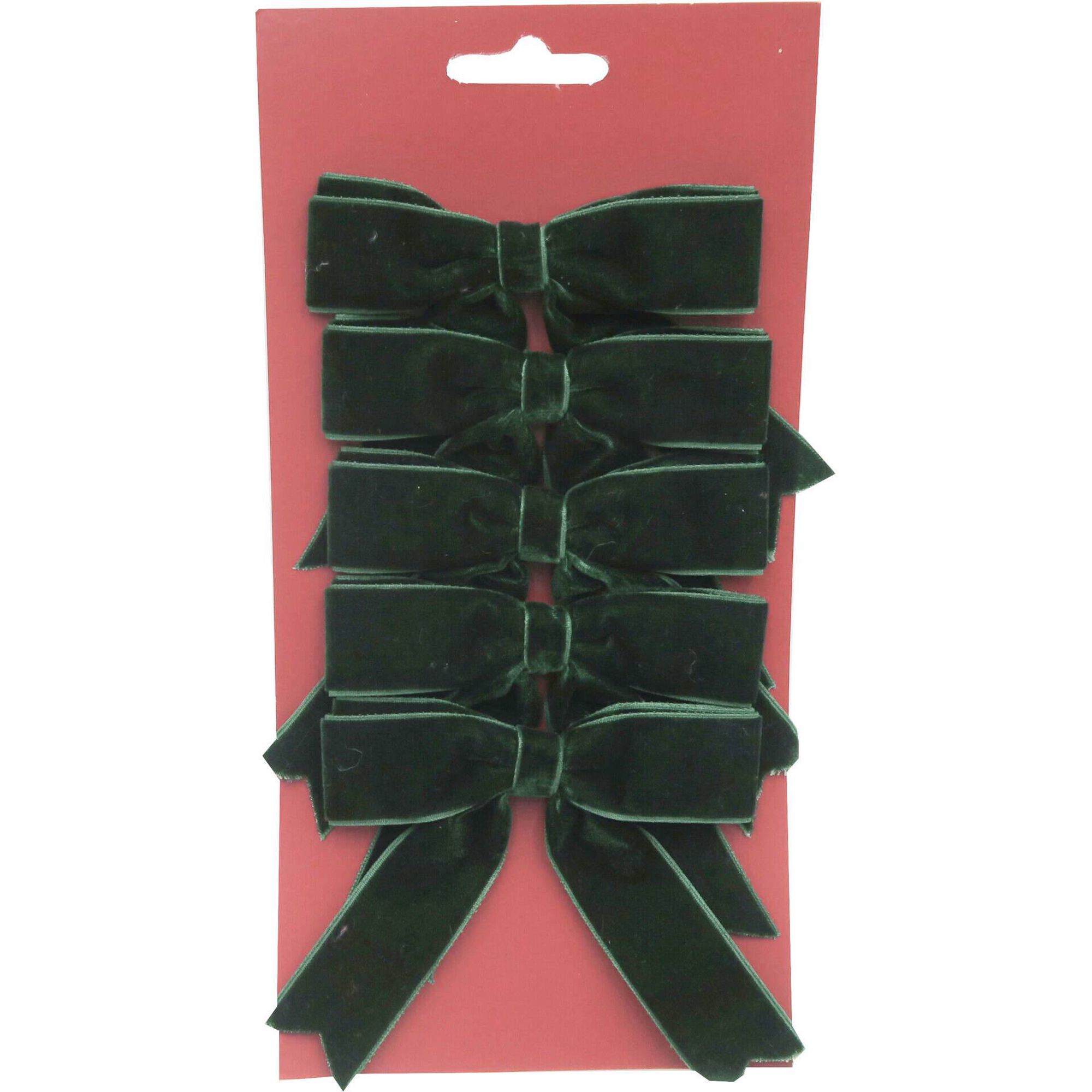 Conjunto 5 La&ccedil;os de Veludo 10cm Verde Kasa