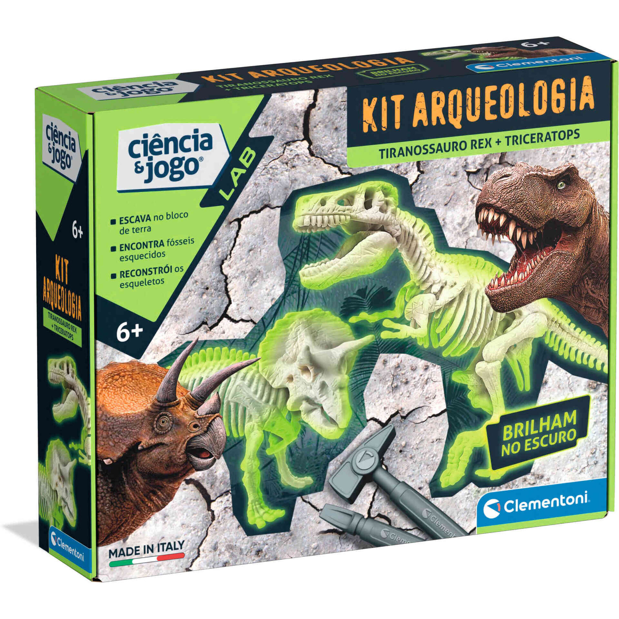 Clementoni - Kit Arqueologia Tiranossauro Rex + Triceratops
