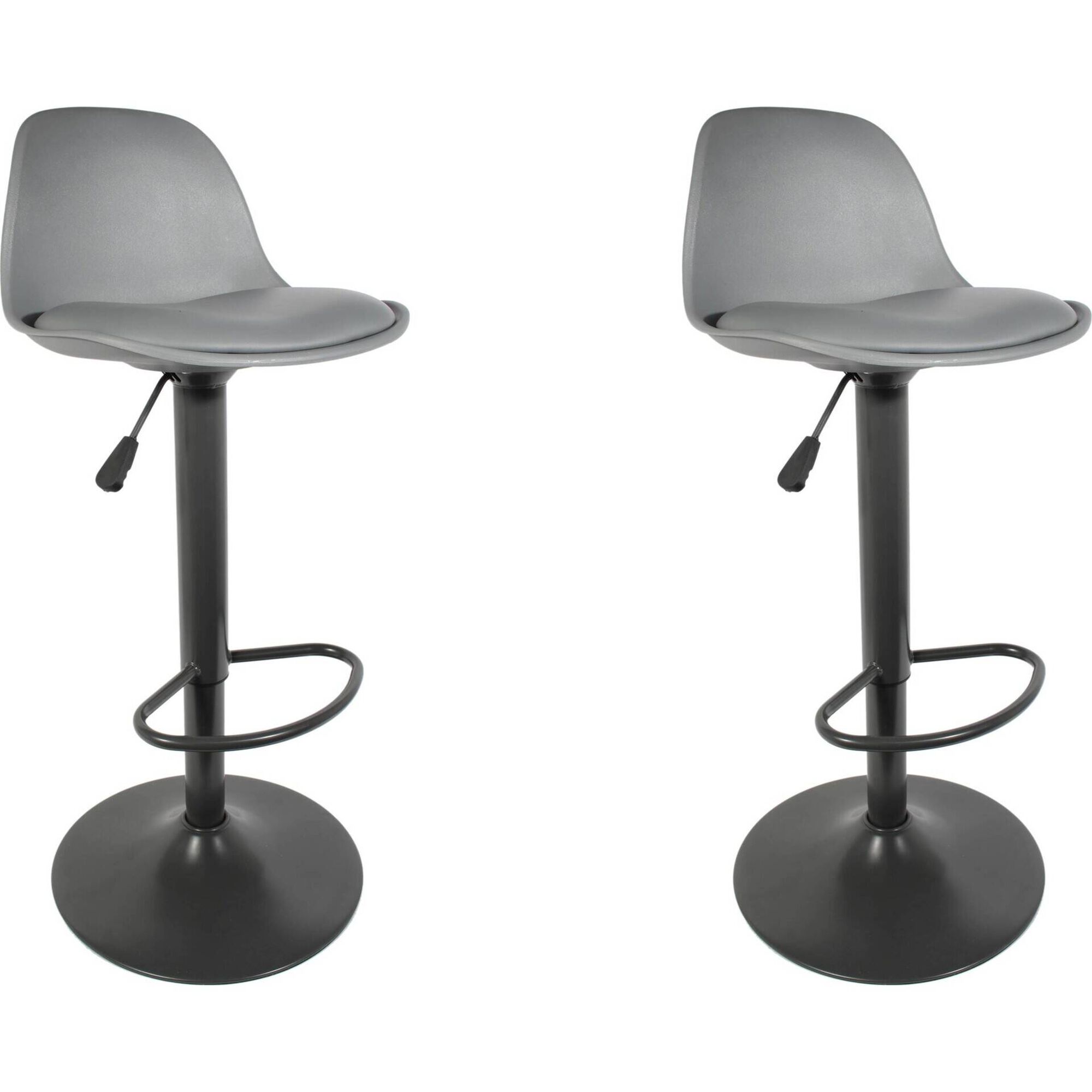 Conjunto de 2 Bancos Altos Acolchoados Cinza Isak