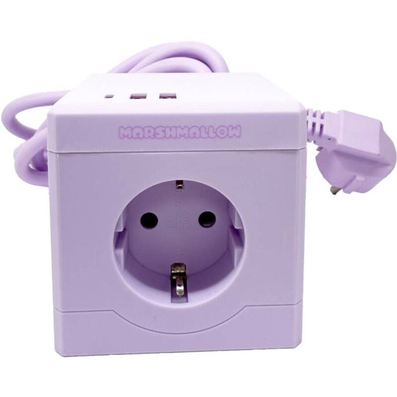 Cubo 3 Tomadas, 2 USB e 1 Type C 1,5m Lilás Marshmallow