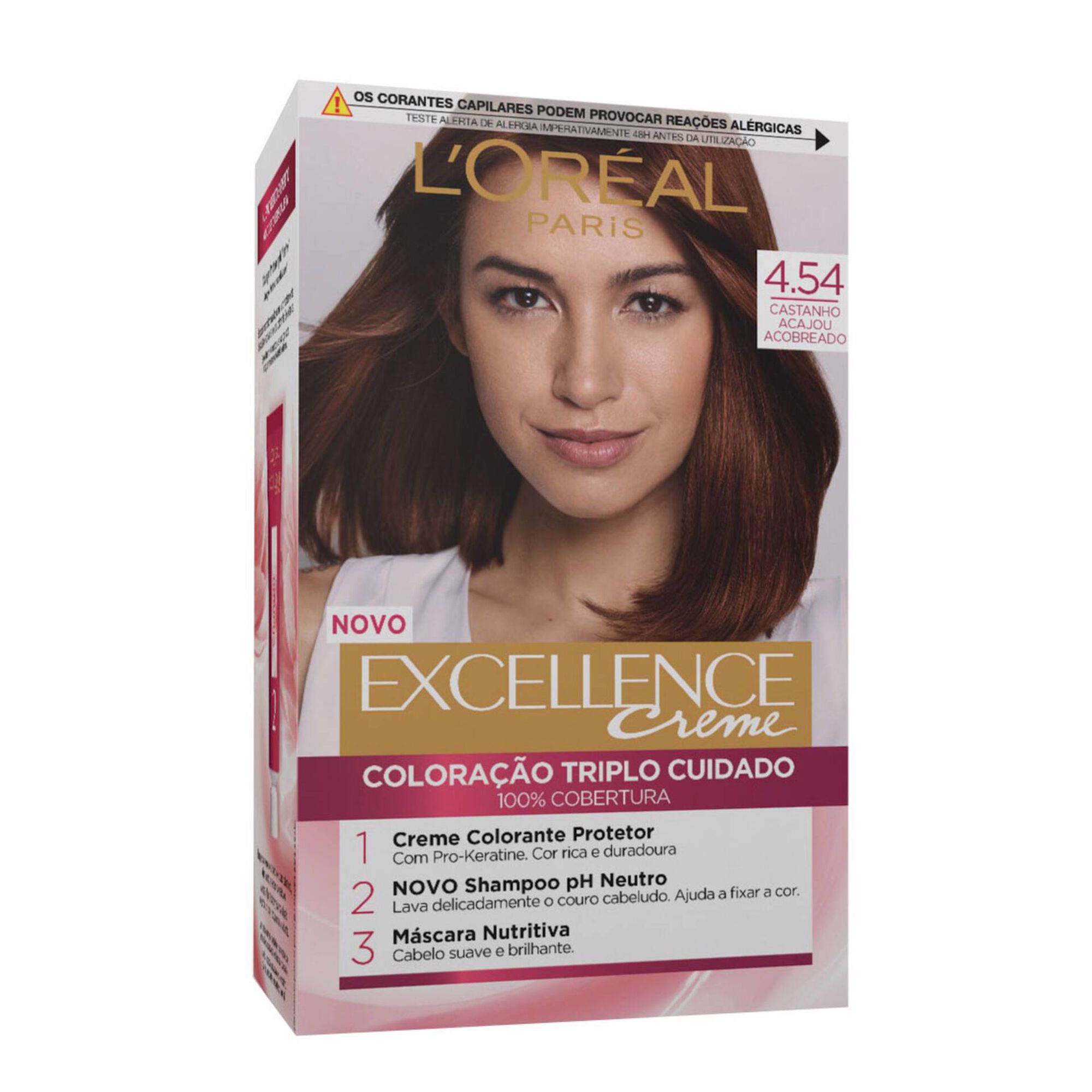 Coloração Permanente Excellence Creme Castanho Acajou Acobreado 4.54 Coloração Permanente Excellence Creme Castanho Acajou Acobreado 4.54