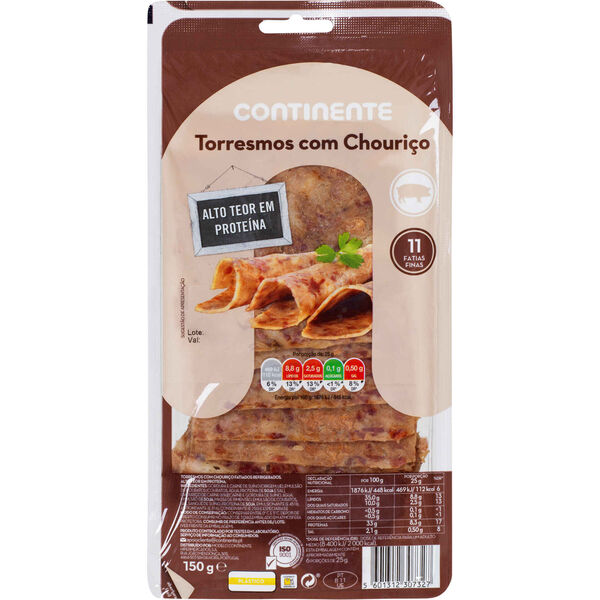 Torresmo com Chouriço Fatias Finas Continente
