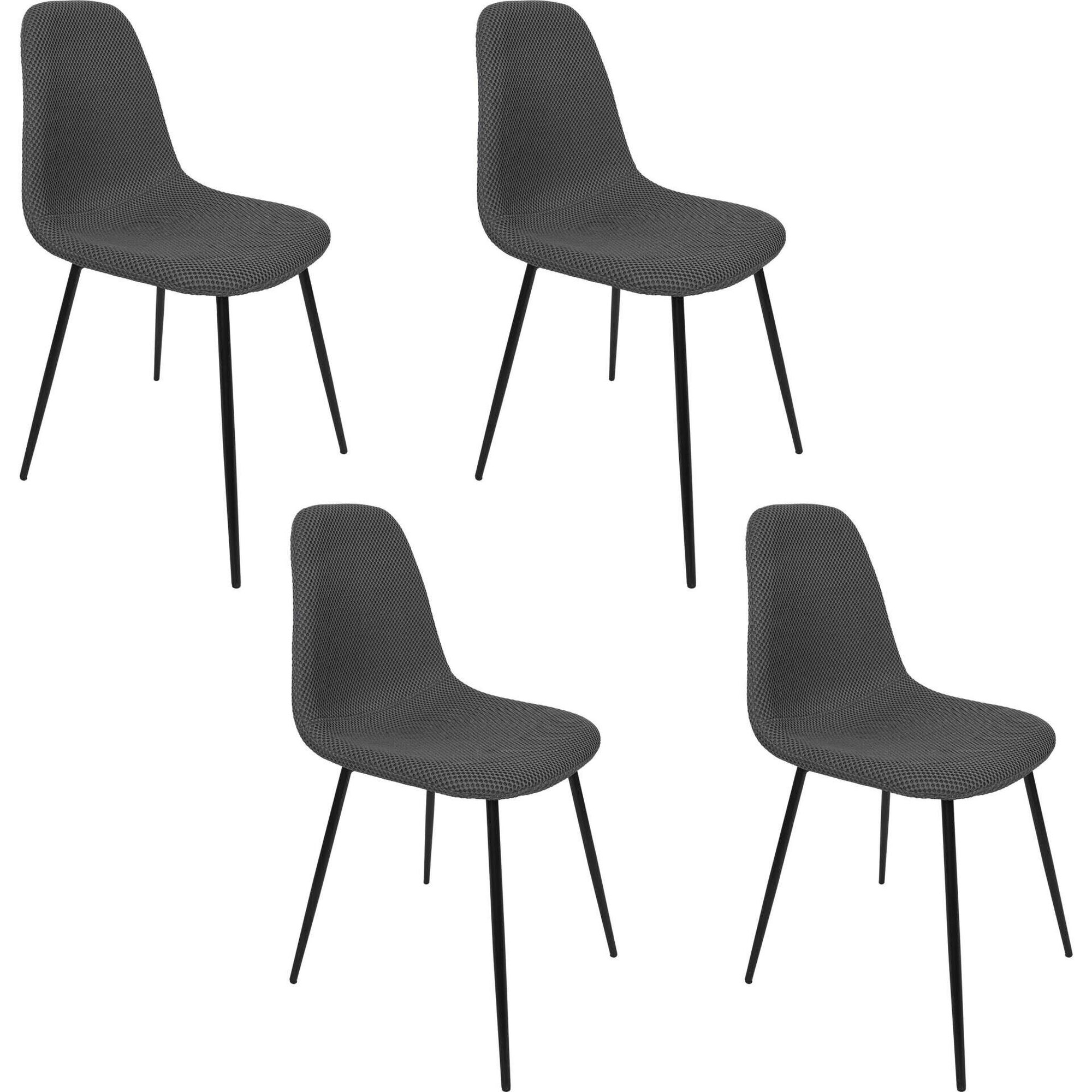 Conjunto de 4 Cadeiras Estofadas Cinza Atom