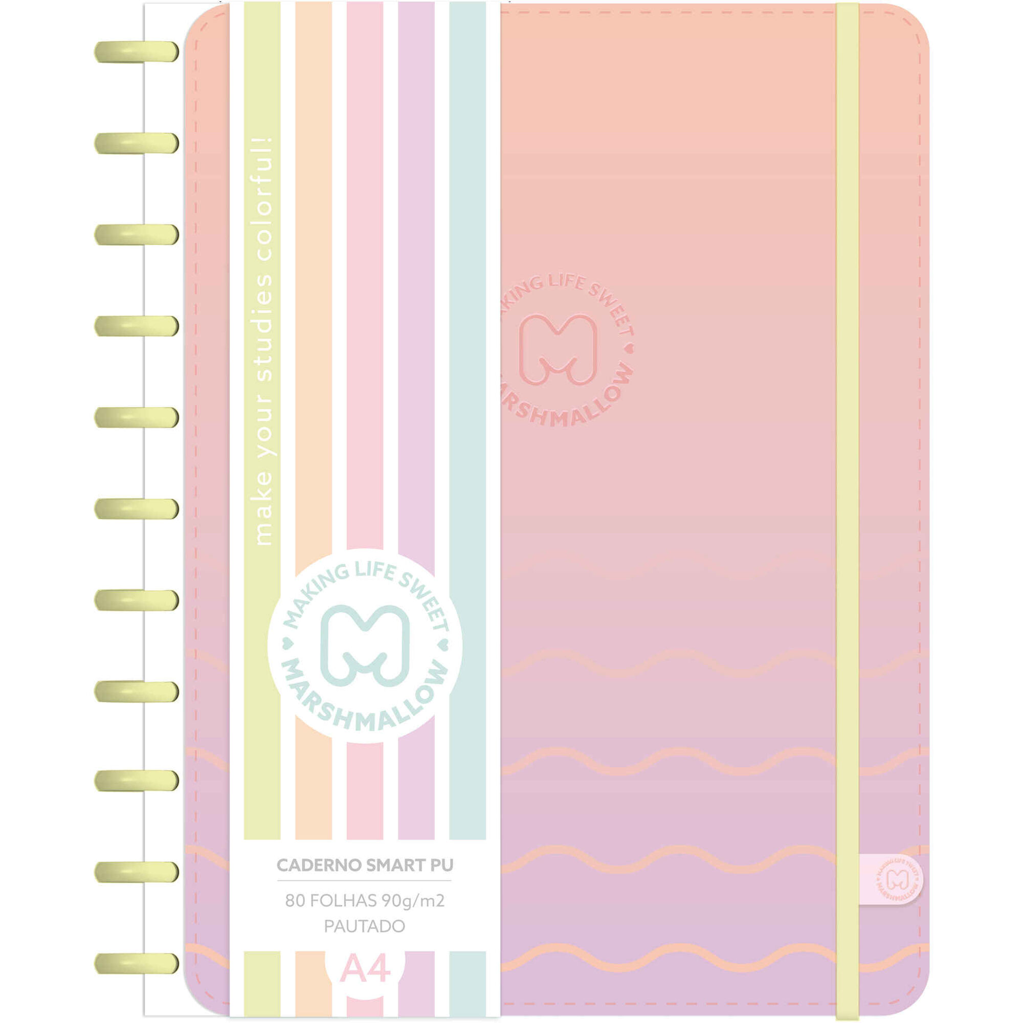 Caderno Smart Espiral A4 Pautado (v&aacute;rias cores) Marshmallow