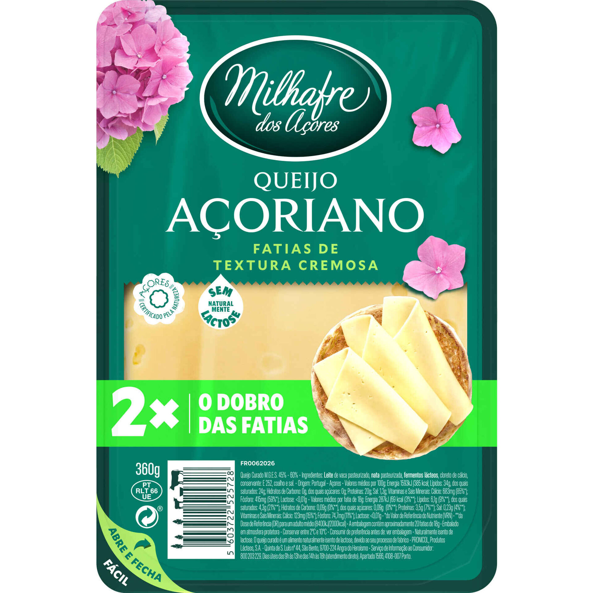 Queijo A&ccedil;oriano Fatiado Milhafre