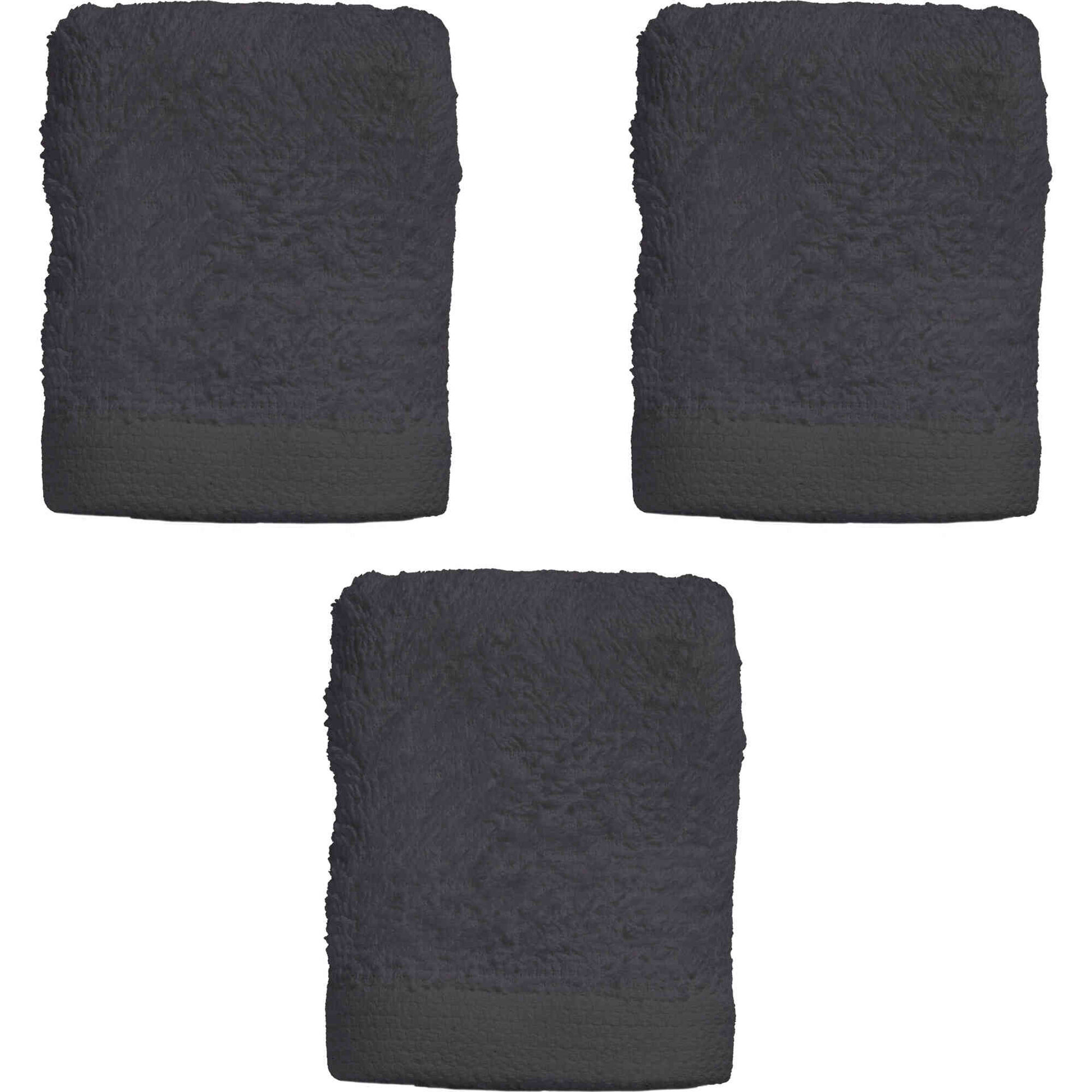 Conjunto de 3 Toalhas Suave 30x30cm 450g Cinza Escuro