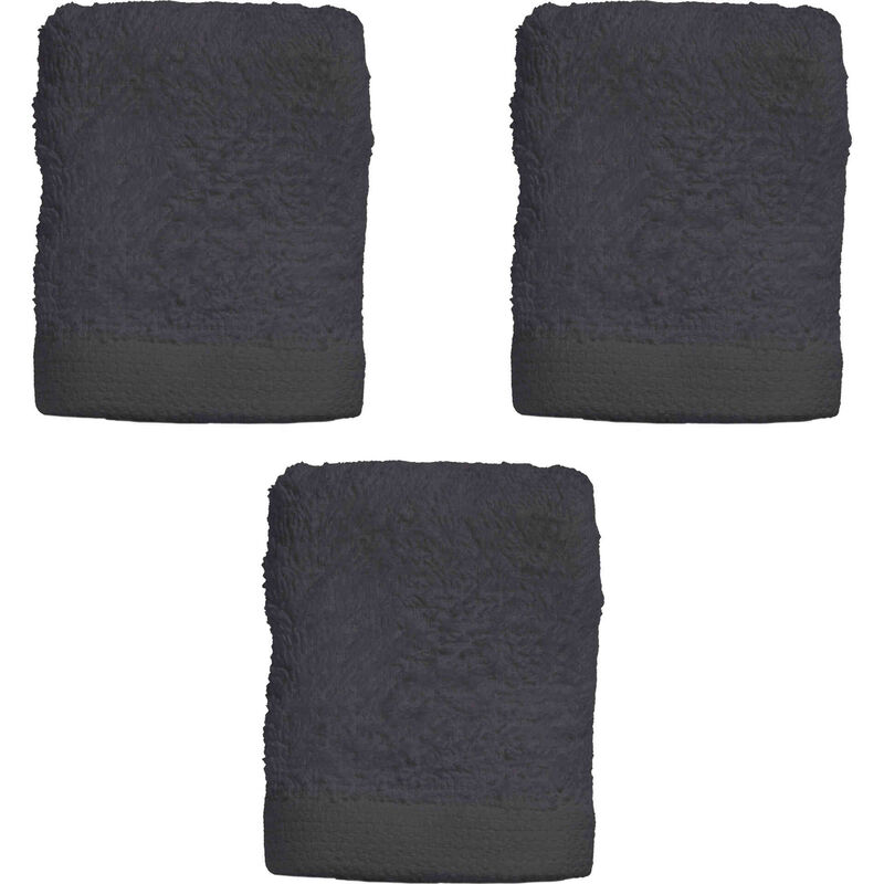 Conjunto de 3 Toalhas Suave 30x30cm 450g Cinza Escuro Kasa