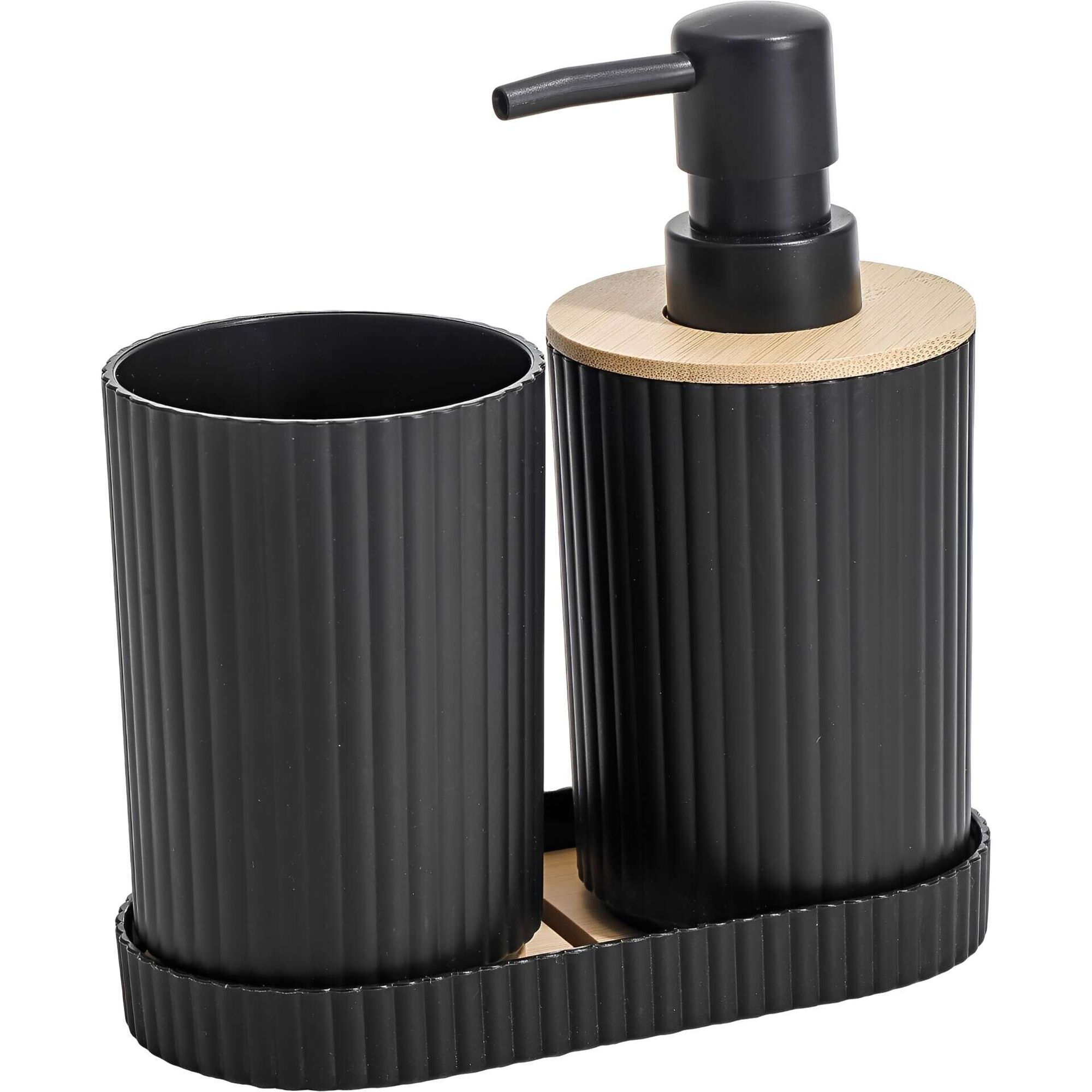 Conjunto 3 Acess&oacute;rios para Casa de Banho Preto Kasa