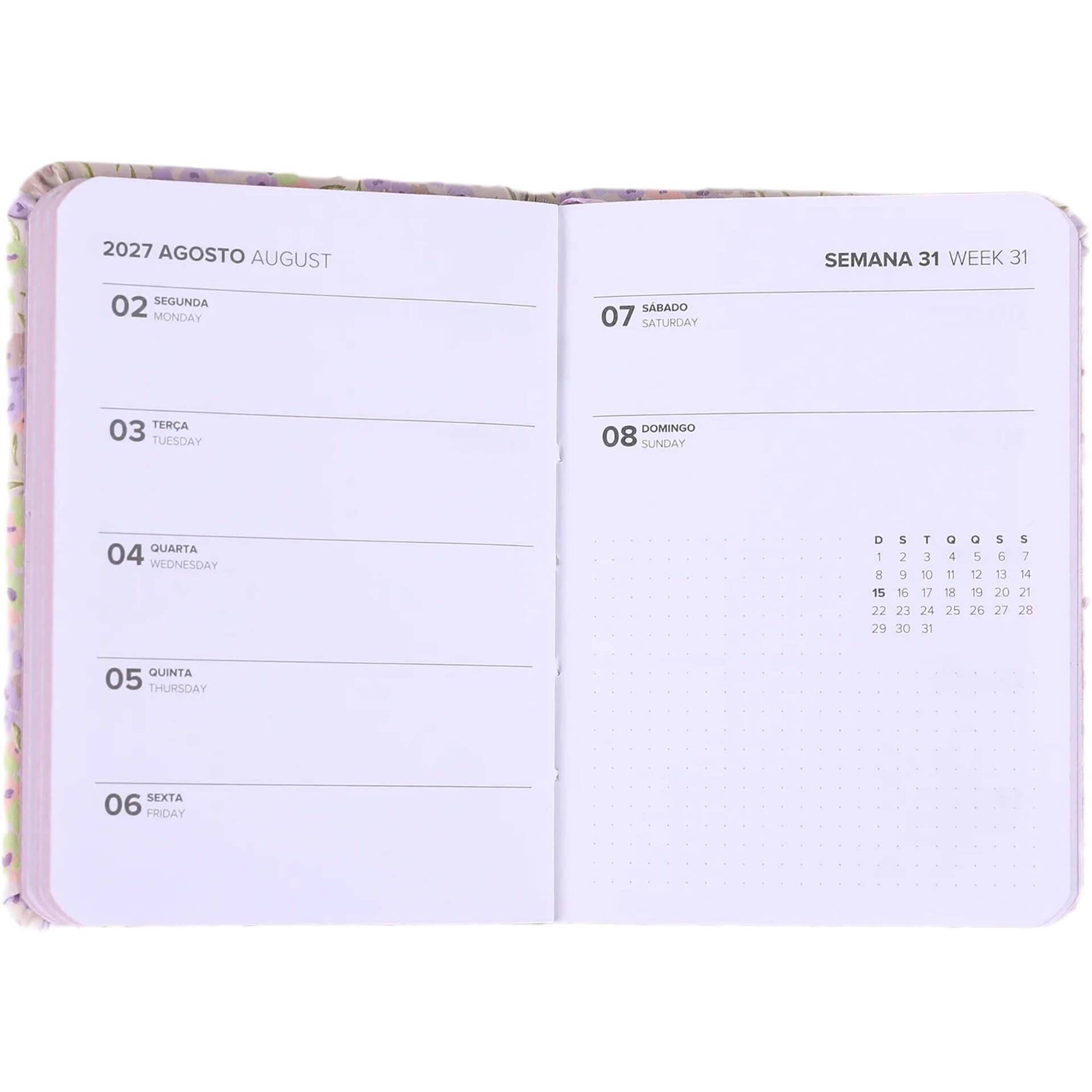 Agenda Semanal 2027 A7 Mini Flowers (v&aacute;rias cores) Note!