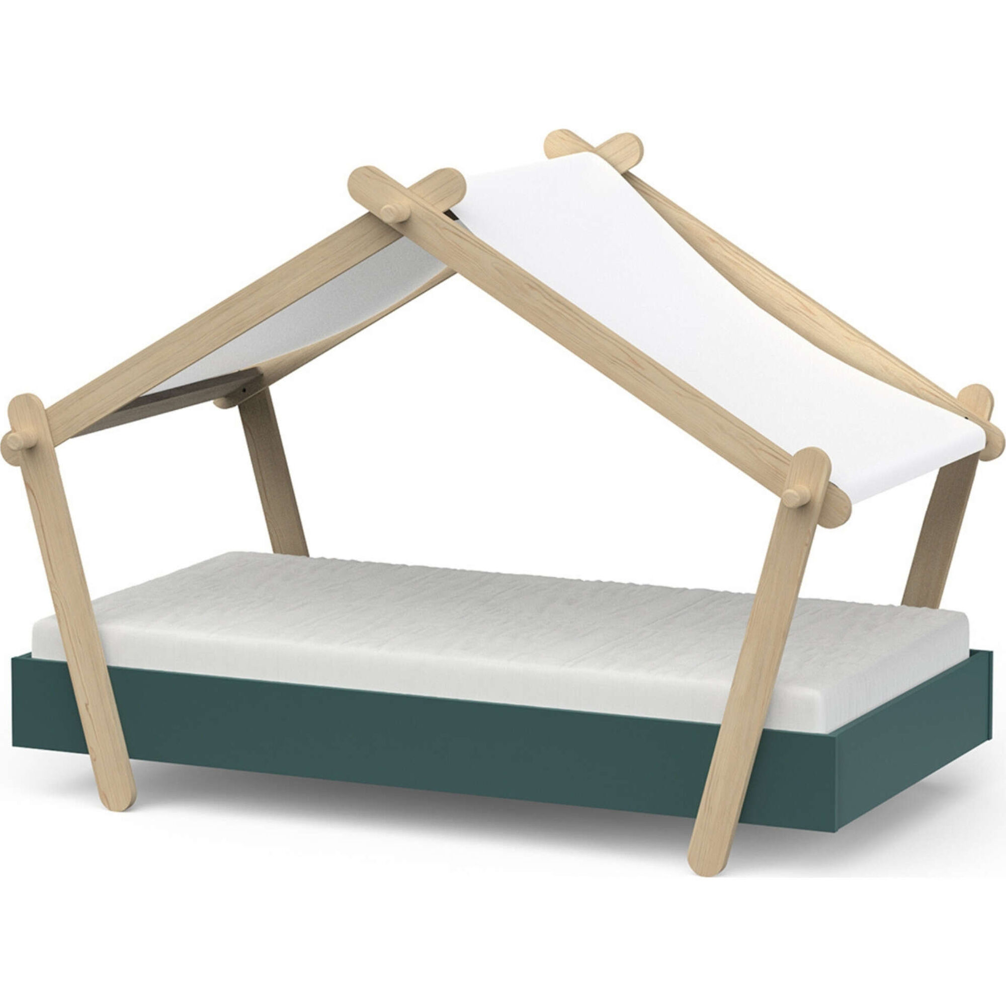 Cama Tenda 143,6x85,1x106,5cm Verde Ard&oacute;sia e Natural Lodge