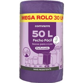 Sacos Lixo Fecho Fácil Perfumado Lavanda 50 lt