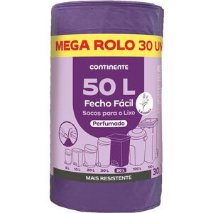 Sacos Lixo Fecho Fácil Perfumado Lavanda 50 lt Continente