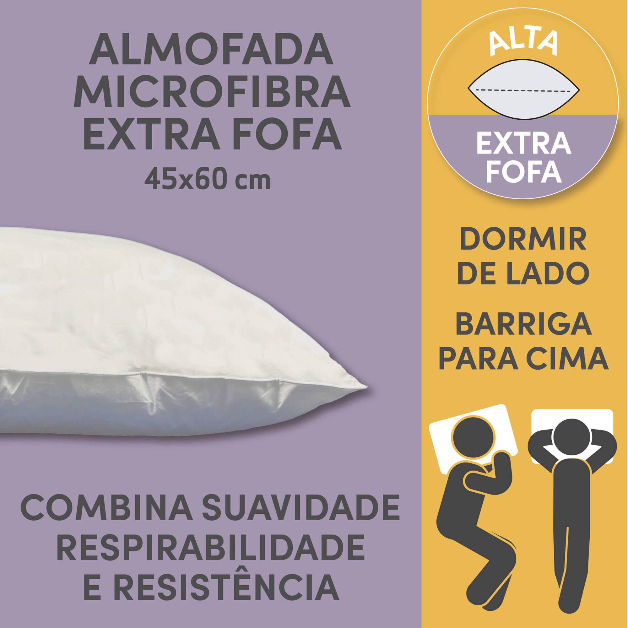 Almofada Microfibra Alta Extra Macia 45x60cm