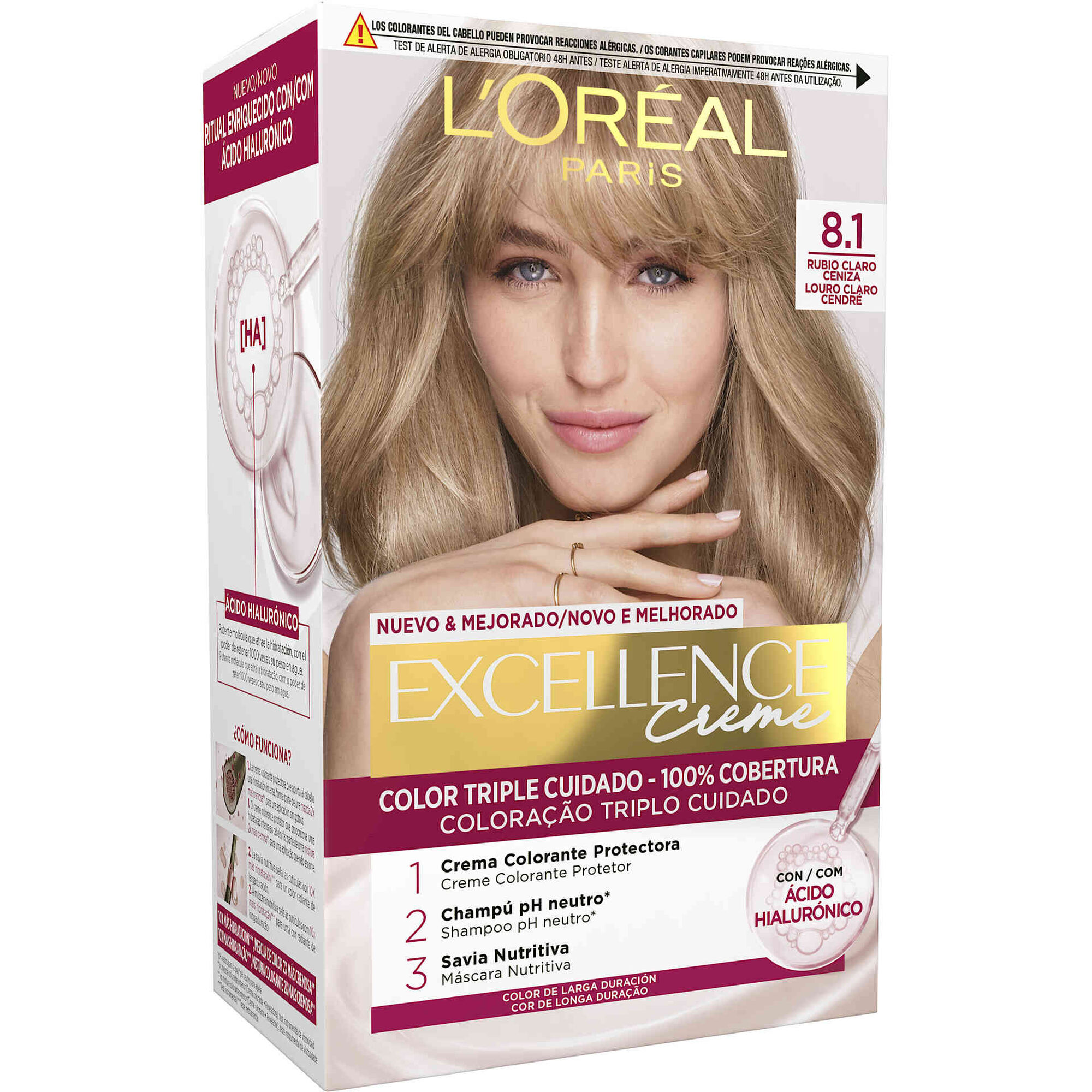 Coloração Permanente Excellence Creme Louro Claro Cendré 8.1 Coloração Permanente Excellence Creme Louro Claro Cendré 8.1