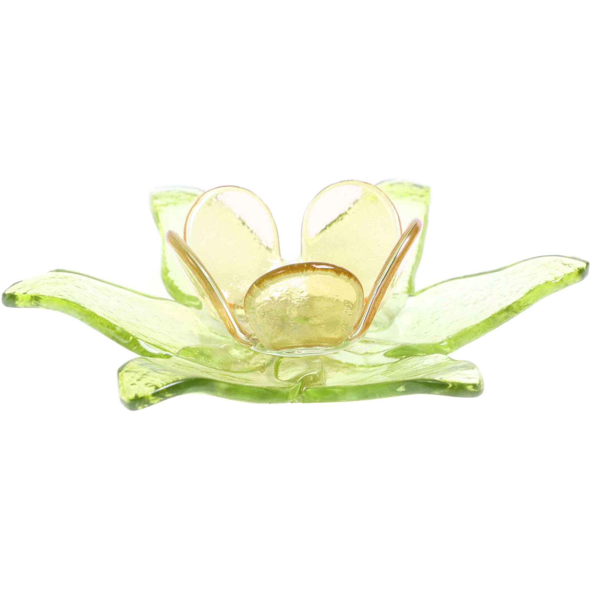Suporte de Vela 15x14x4cm Flor Verde Kasa