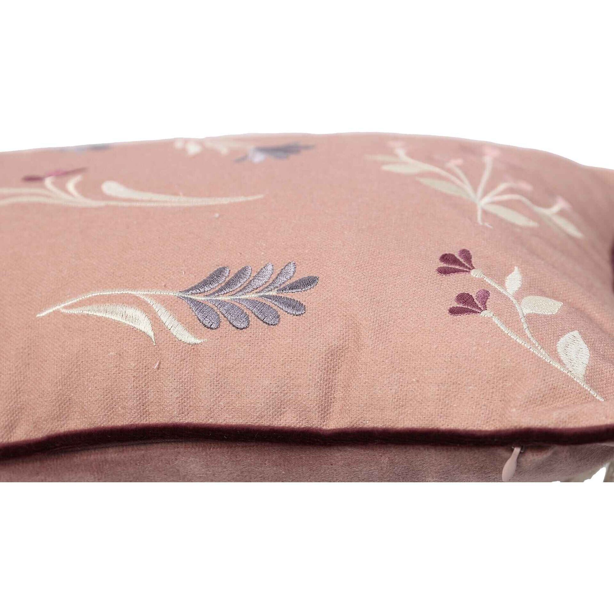 Almofada 30x50cm Flores Bordada Rosa Plantópia