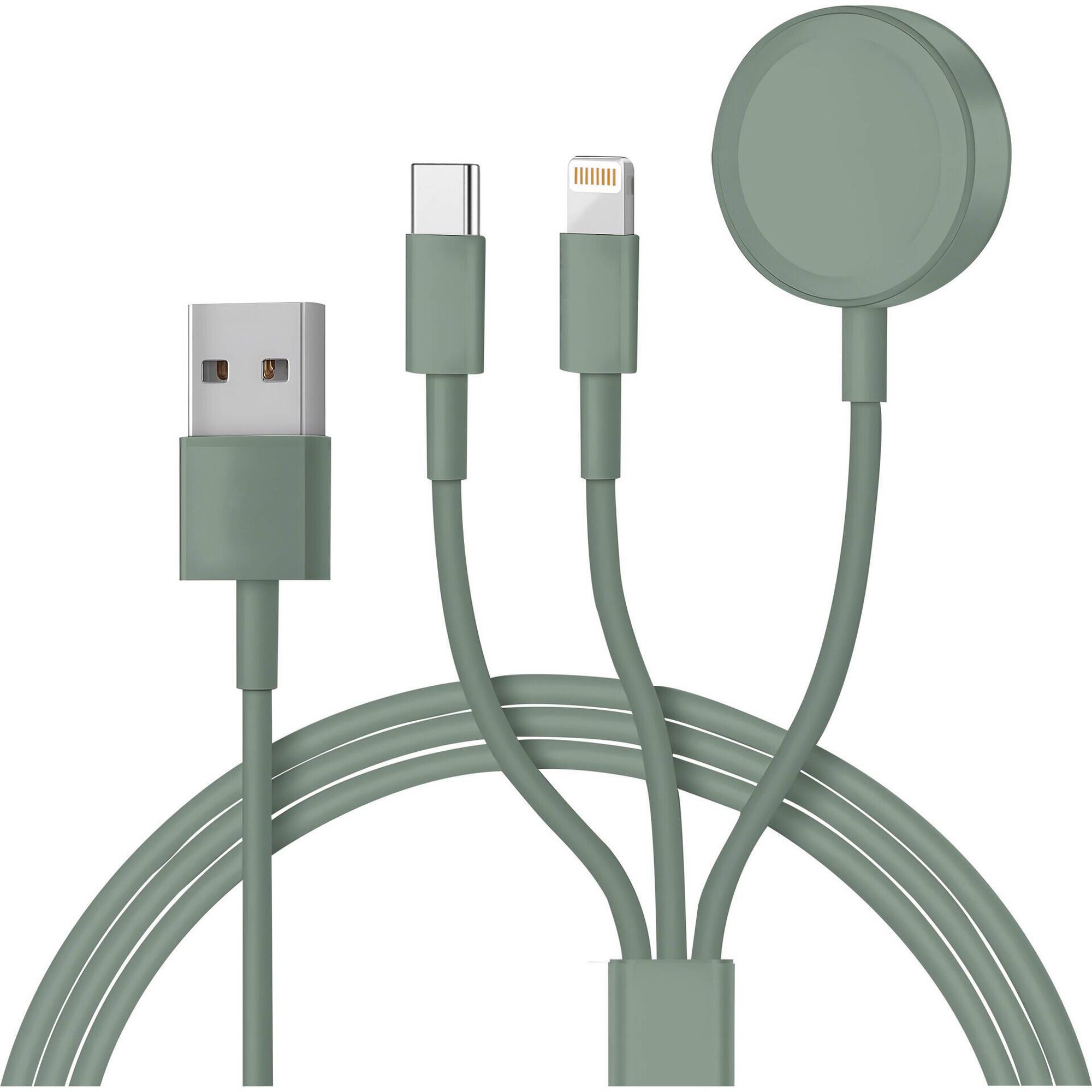 Cabo de Carregamento 3 em 1 Fusion Verde Bazar&atilde;o