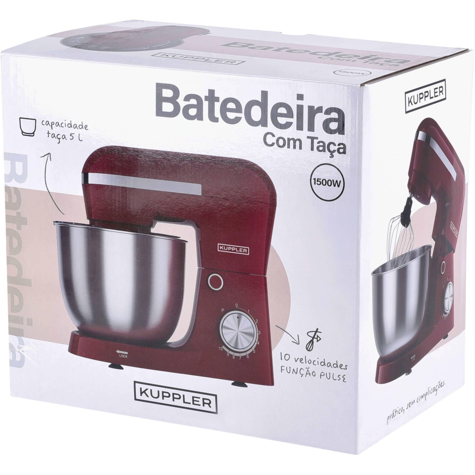 Batedeira com Ta&ccedil;a 5L Vermelha Kuppler