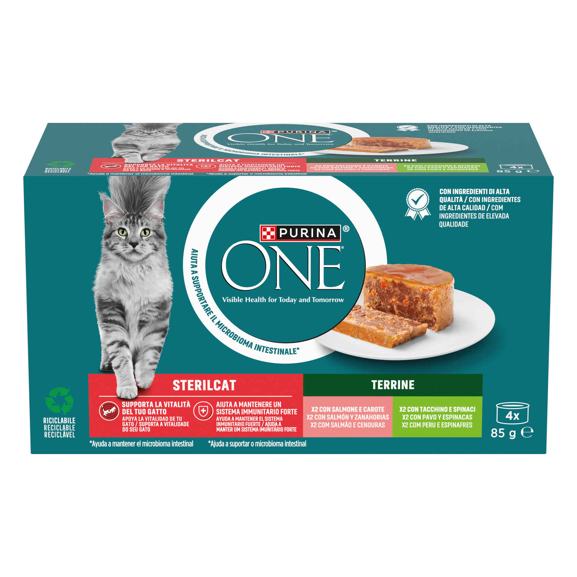 Comida H&uacute;mida para Gato Adulto Esterilizado Terrine Salm&atilde;o e Cenouras Purina One