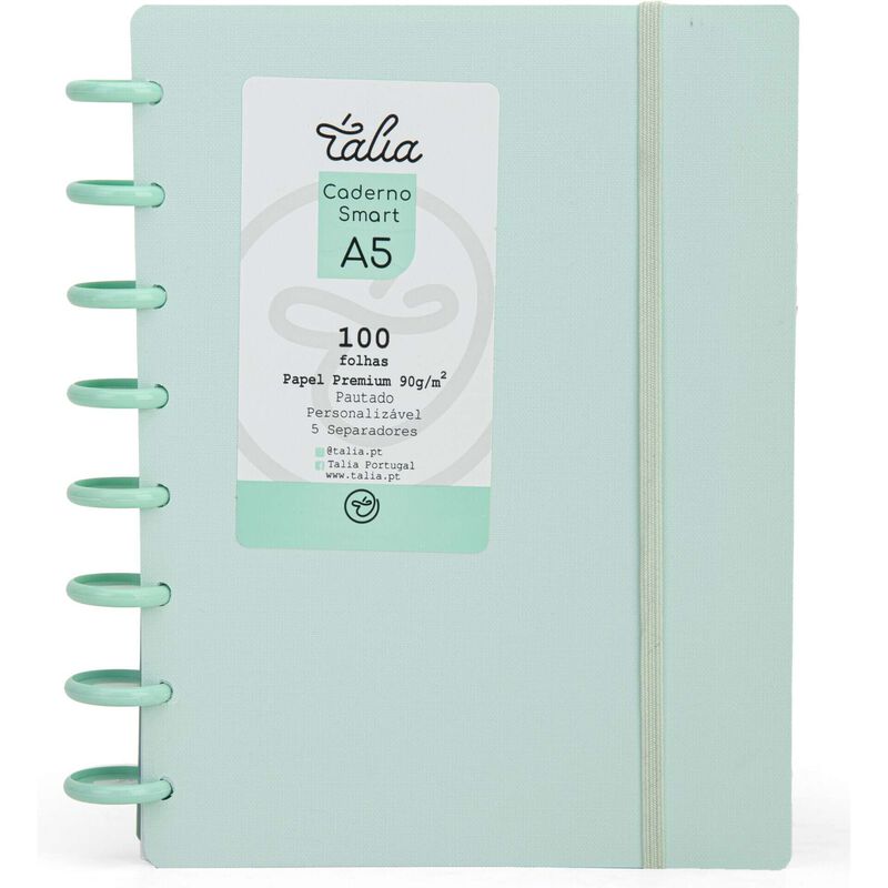 Caderno Smart Espiral A5 Pautado Azul Talia