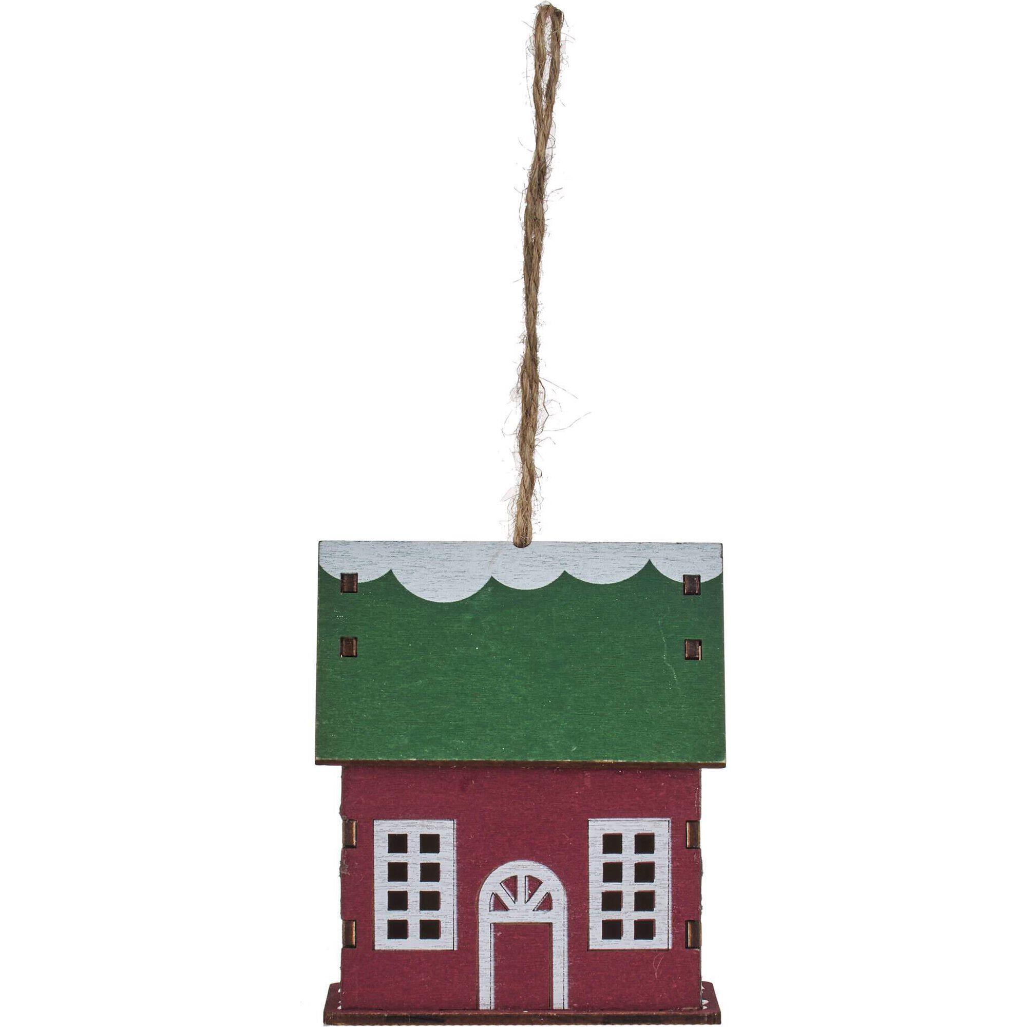 Ornamento Casinha com Luz Telhado Verde