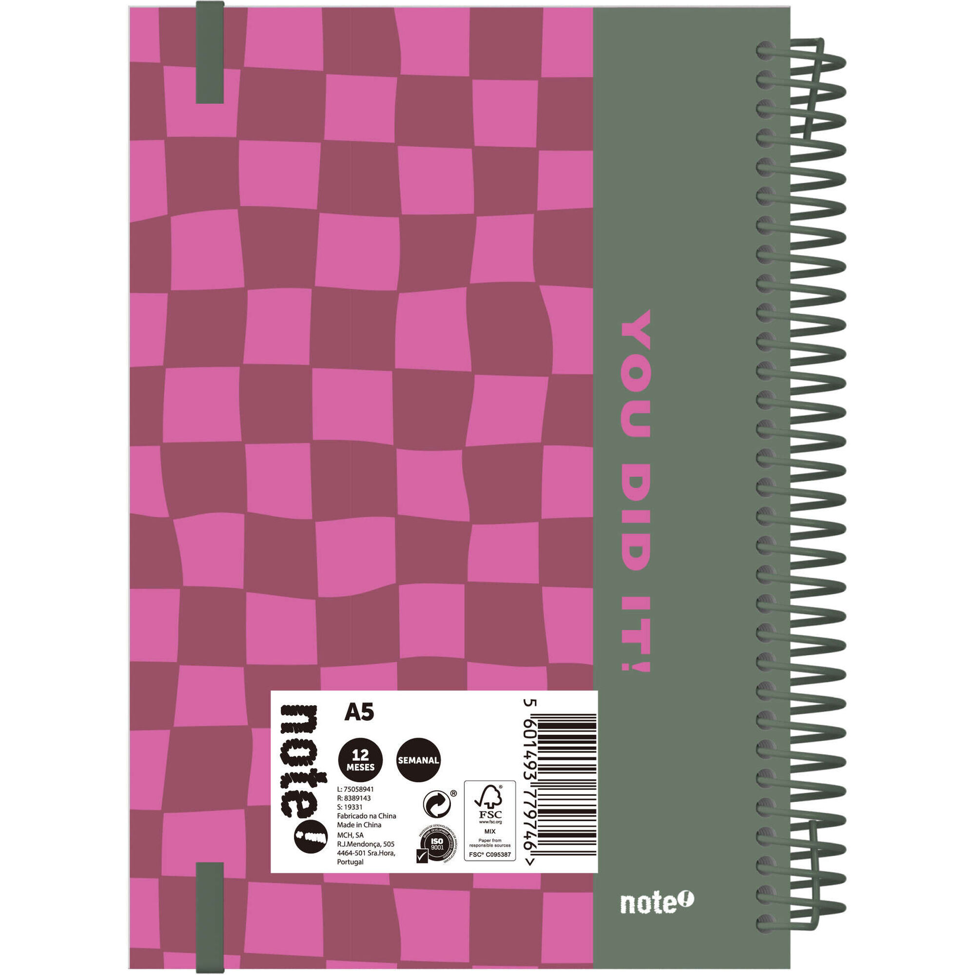 Agenda A5 2026 Espiral 12 Meses (várias cores)