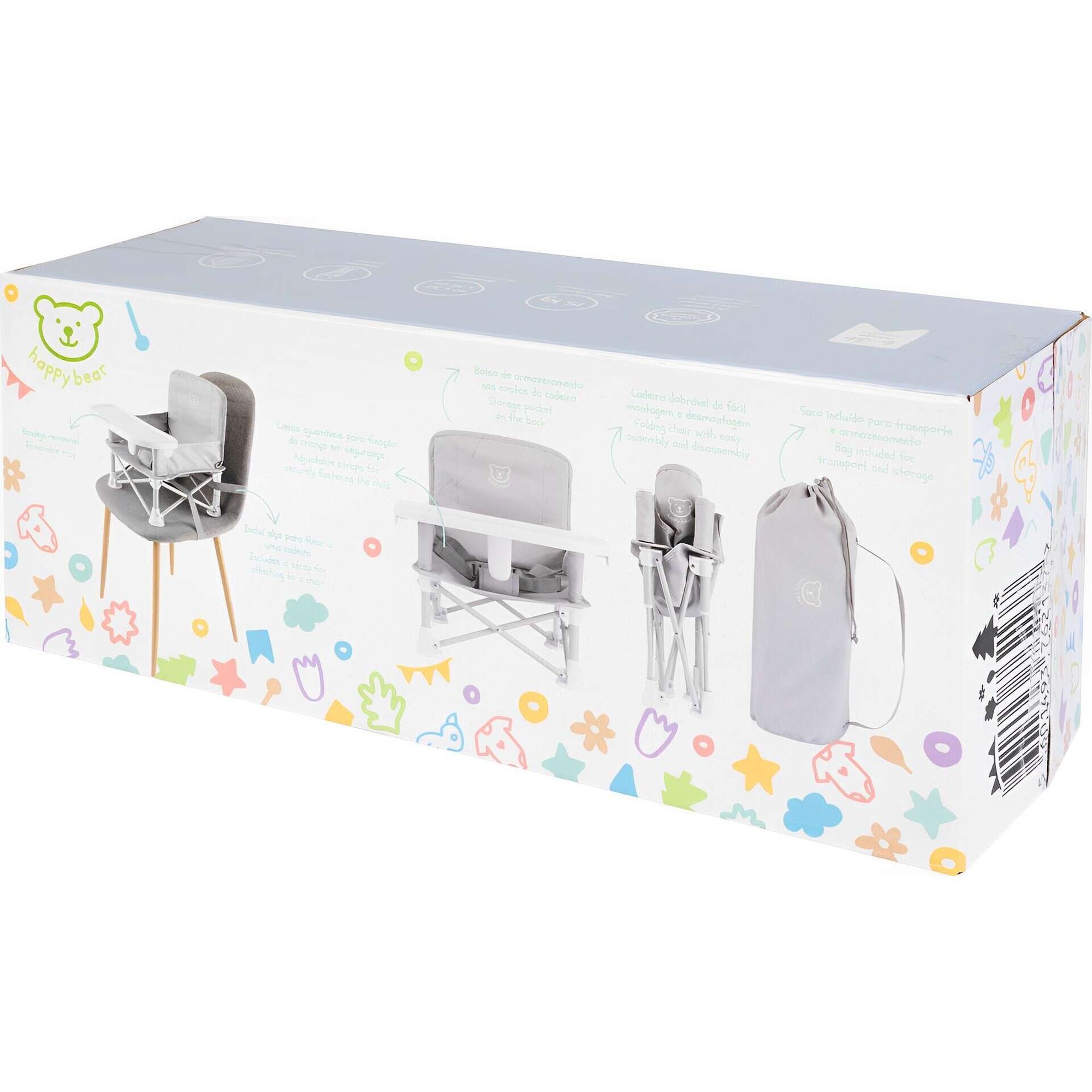 Cadeira de Refei&ccedil;&atilde;o Port&aacute;til Cinza Happy Bear