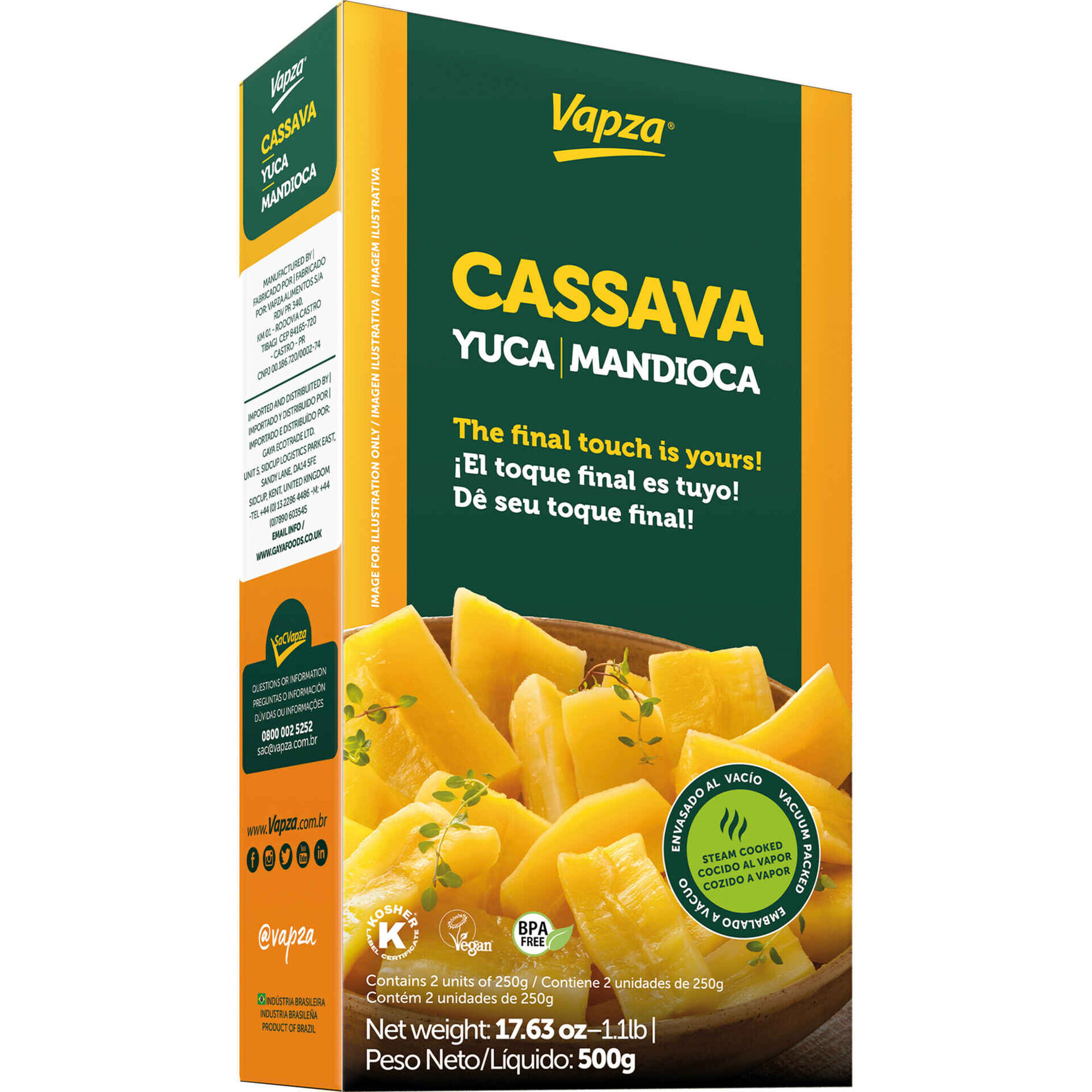 Mandioca Cozida a Vapor Vapza