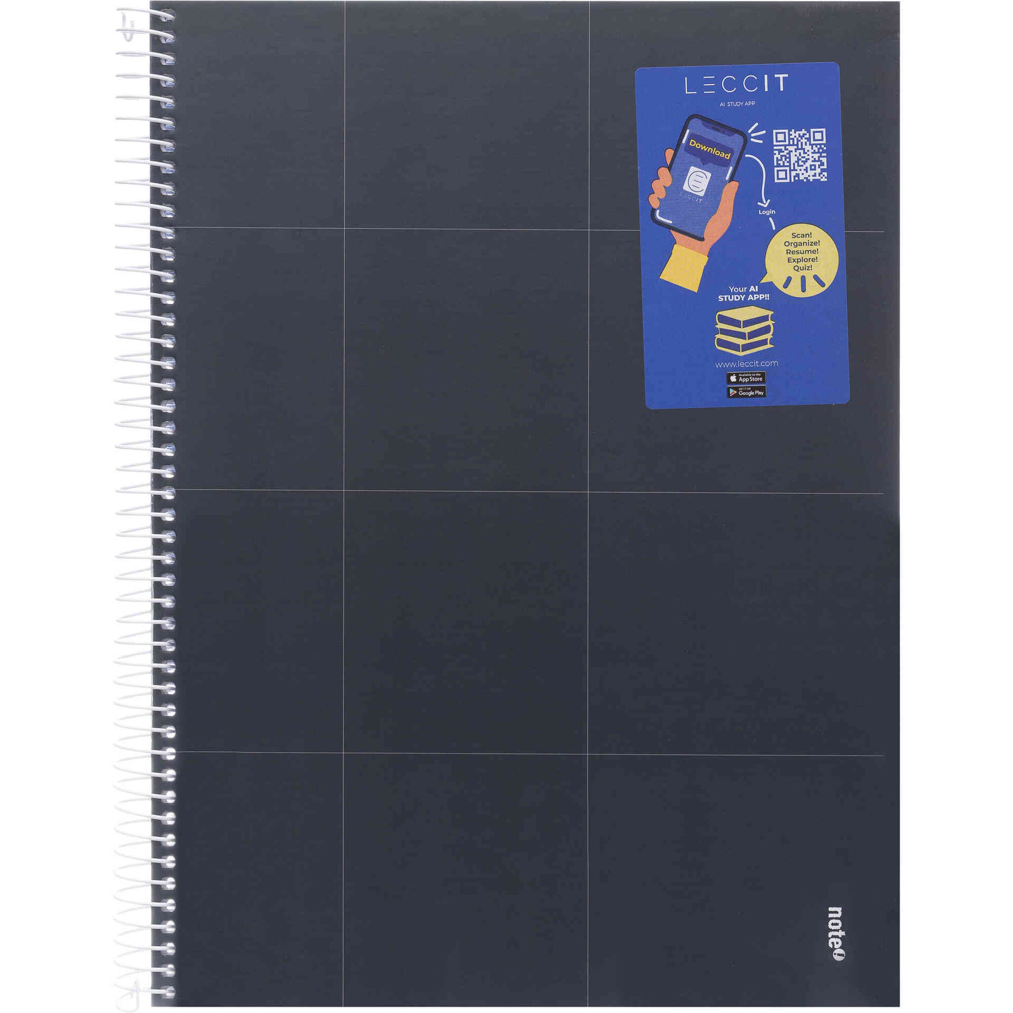 Caderno Note! Espiral Capa Dura A4 Pautado Preto Pure para App Leccit