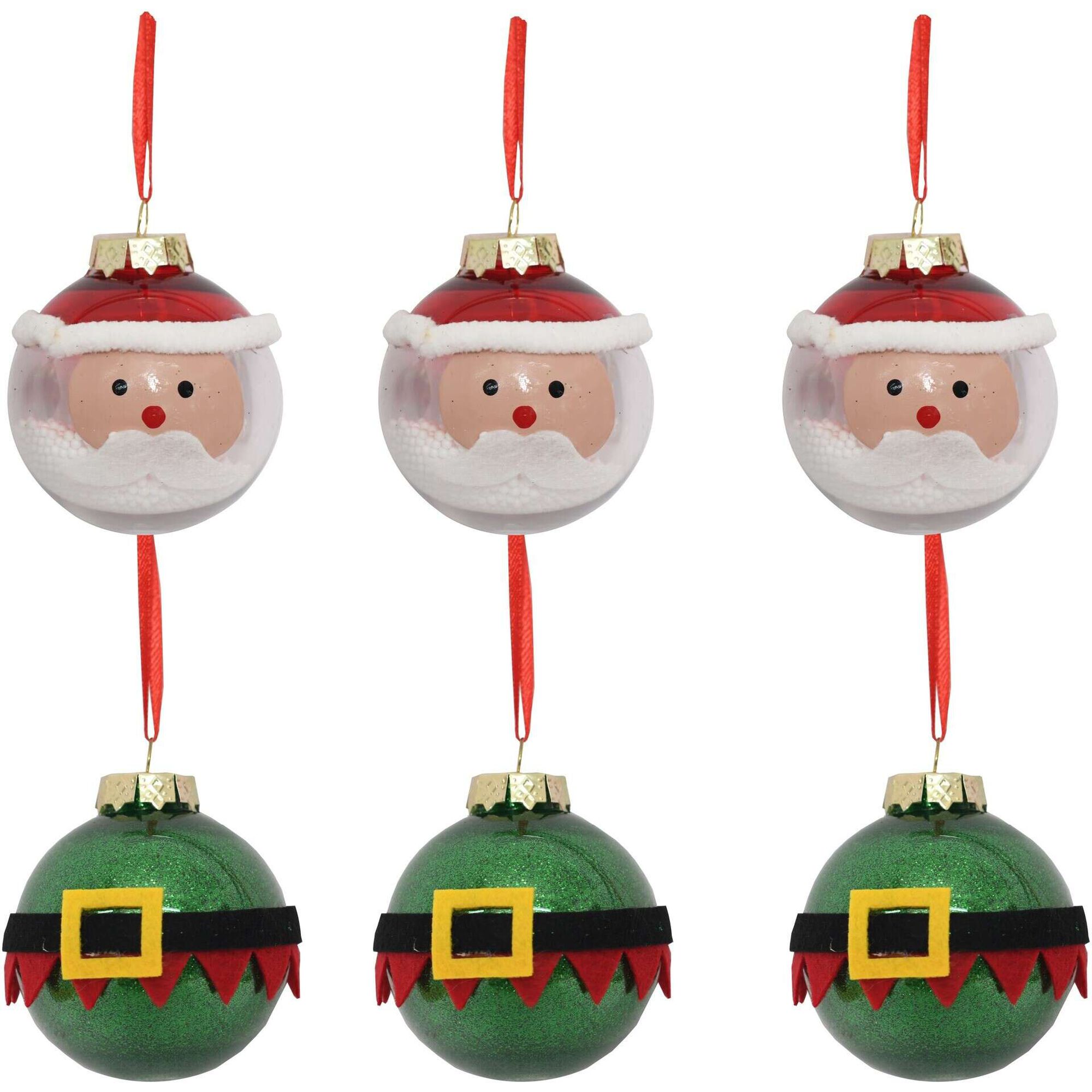 Conjunto 6 Bolas Pai Natal Neve