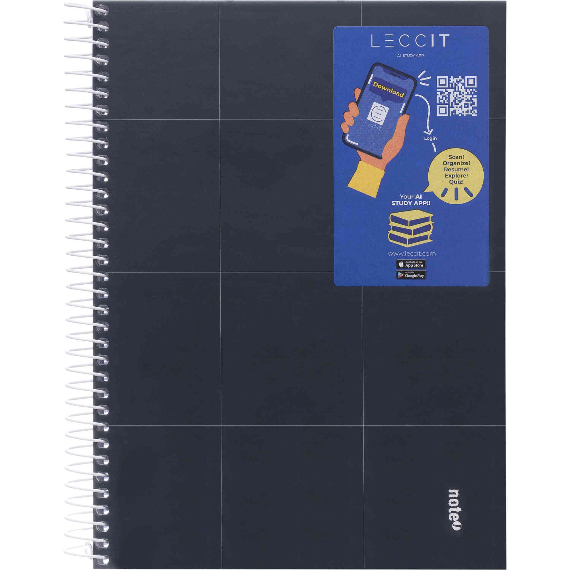 Caderno Note! Espiral Capa Dura A5 Pautado Preto Pure para App Leccit