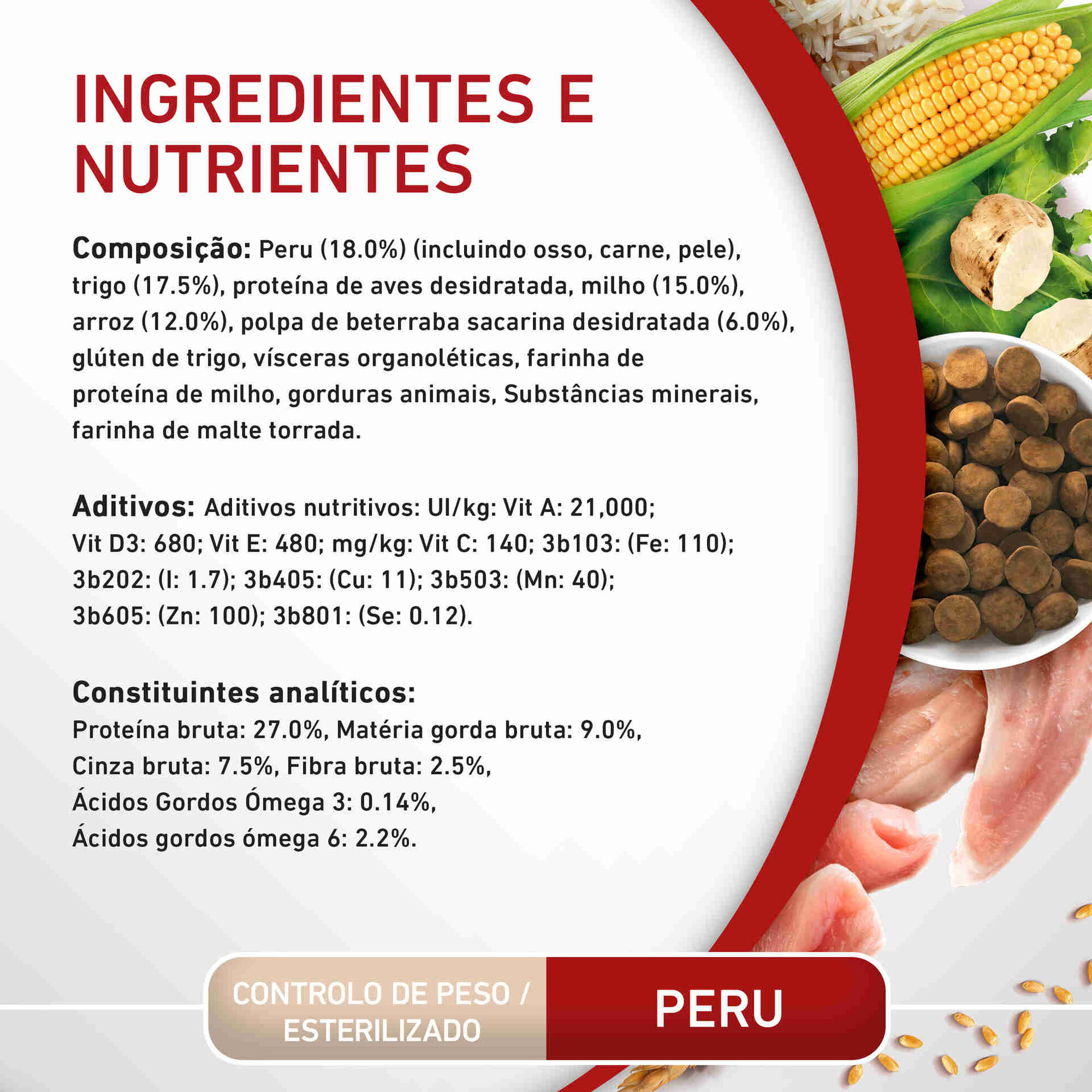 Ração para Cão Adulto Esterilizado Médio e Maxi Peru e Arroz