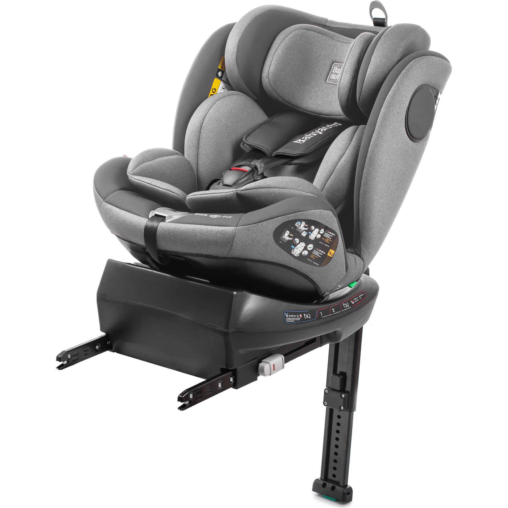 Cadeira Auto I-Size 40-150cm Isofix Rotativa com Pata Cinza