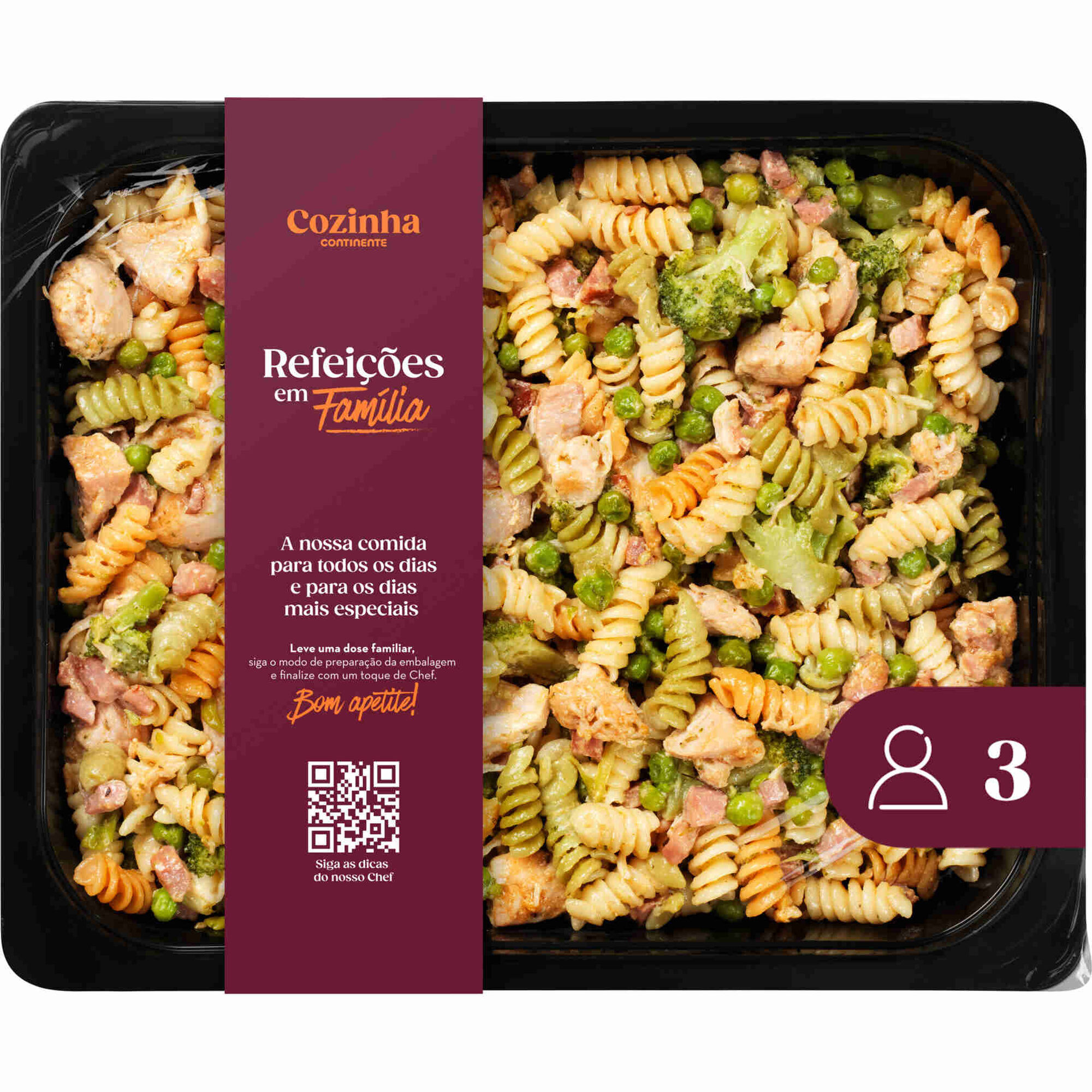 Fusilli com Frango e Bacon para 3 Pessoas
