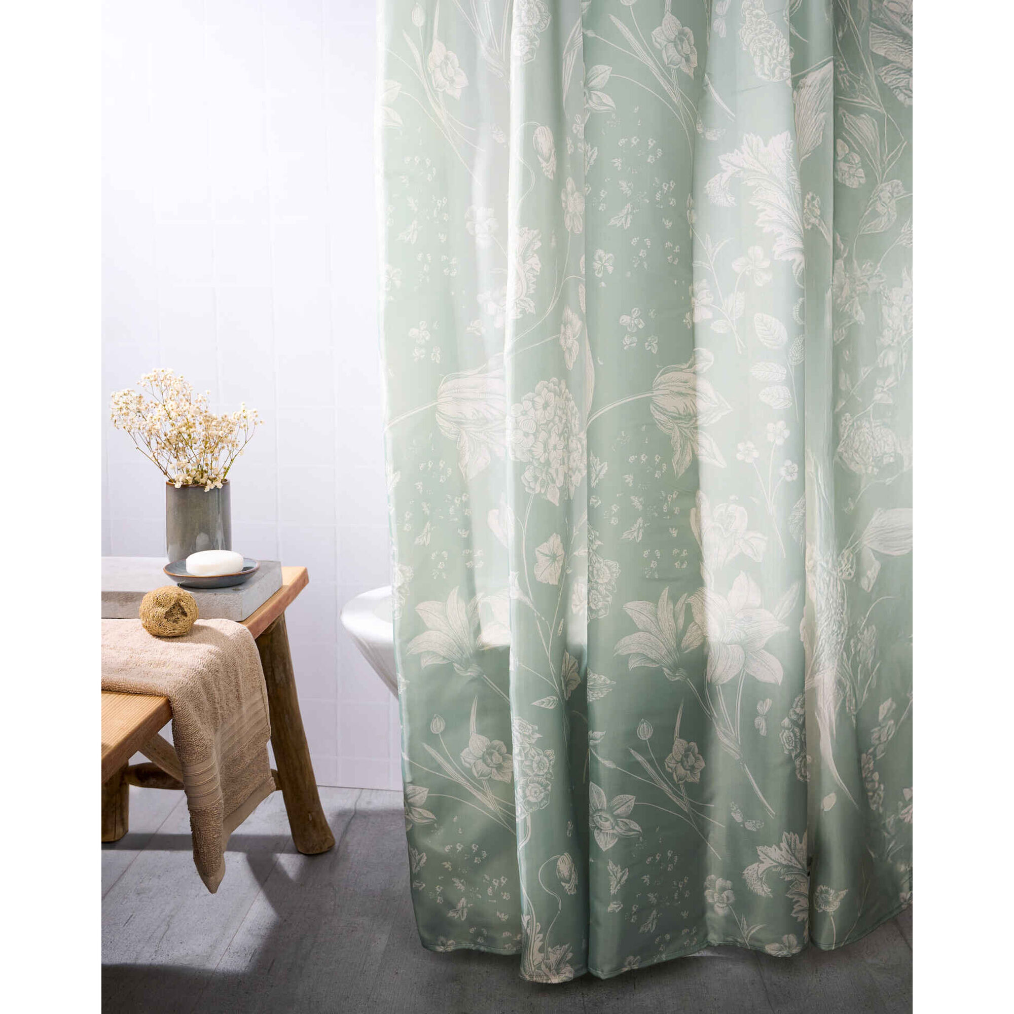 Cortina de Banho Poliéster 200x180cm Verde