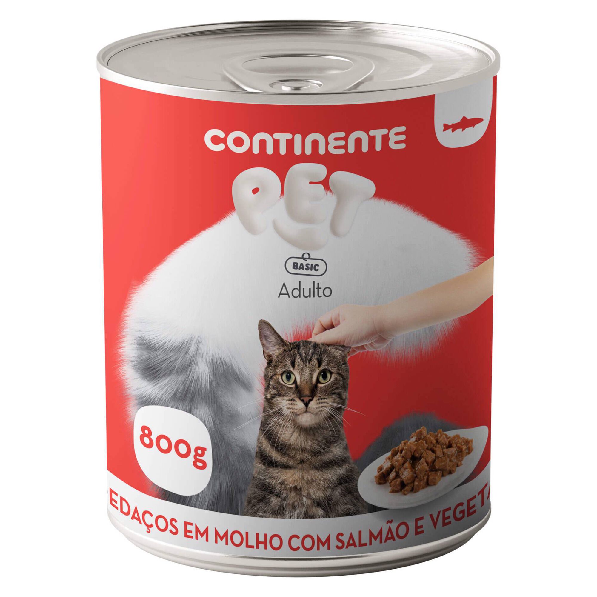 Comida H&uacute;mida para Gato Adulto Peda&ccedil;os em Molho Salm&atilde;o e Vegetais Continente Pet Basic