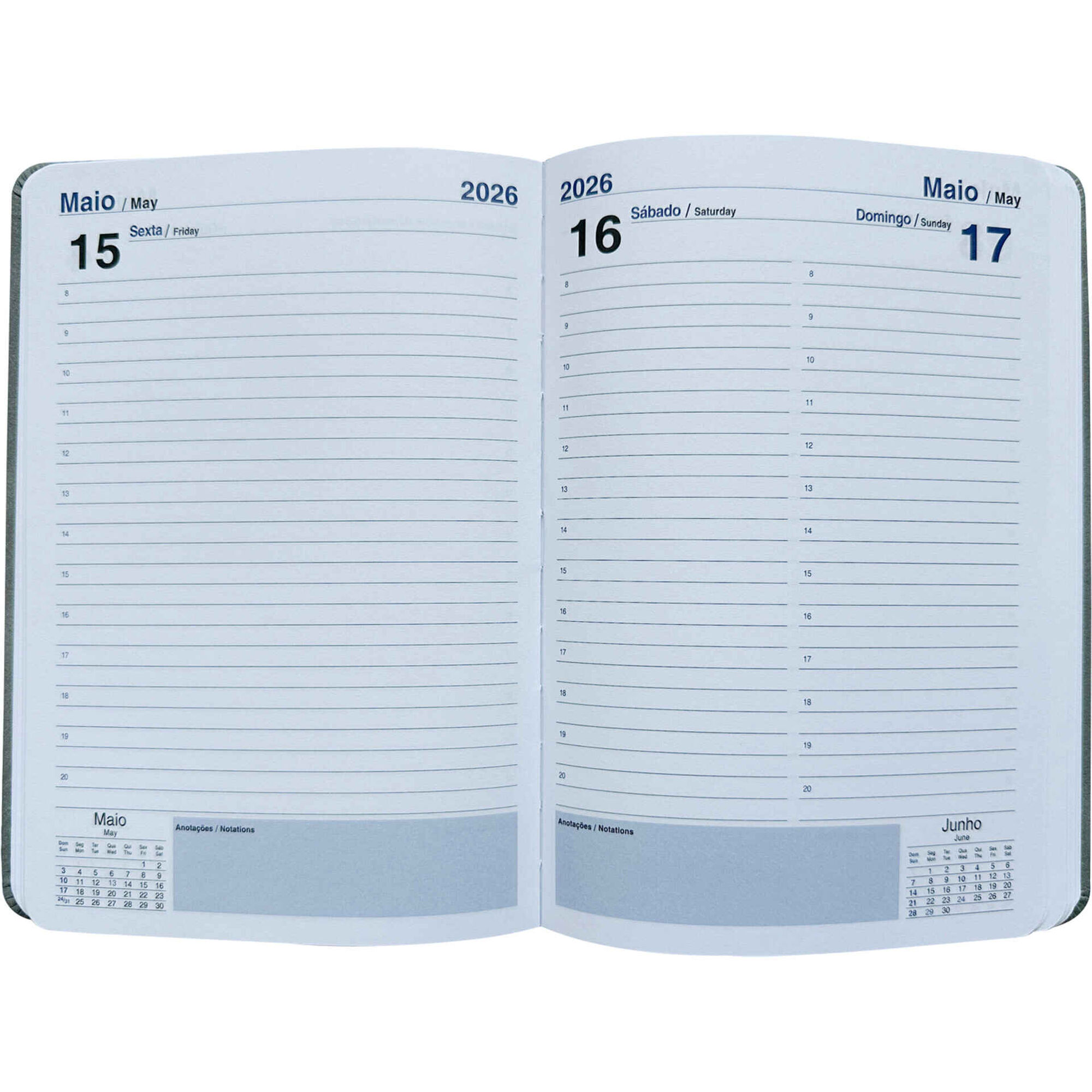 Agenda A5 2026 12 Meses (várias cores)