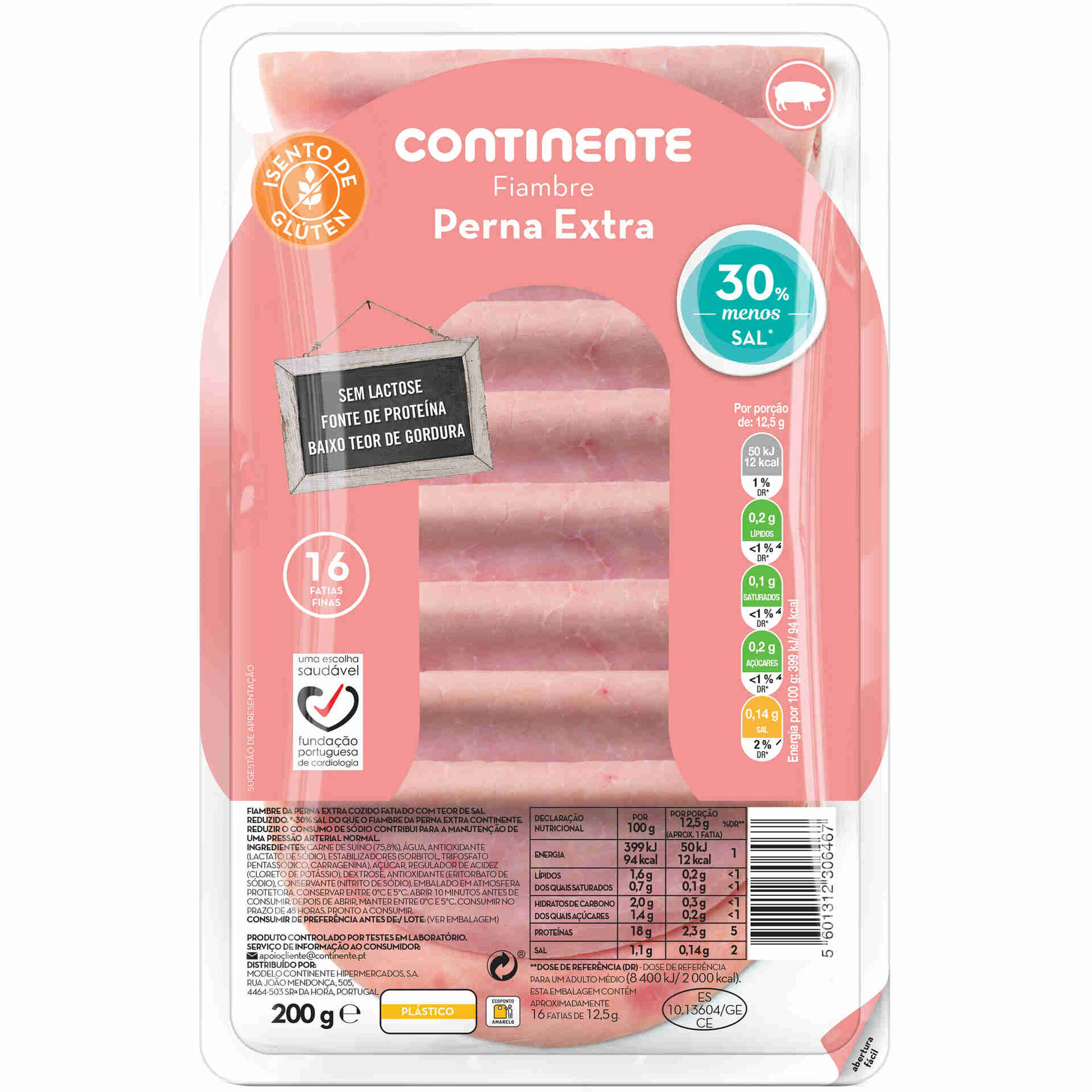 Fiambre da Perna Extra Fatiado Baixo Teor de Sal