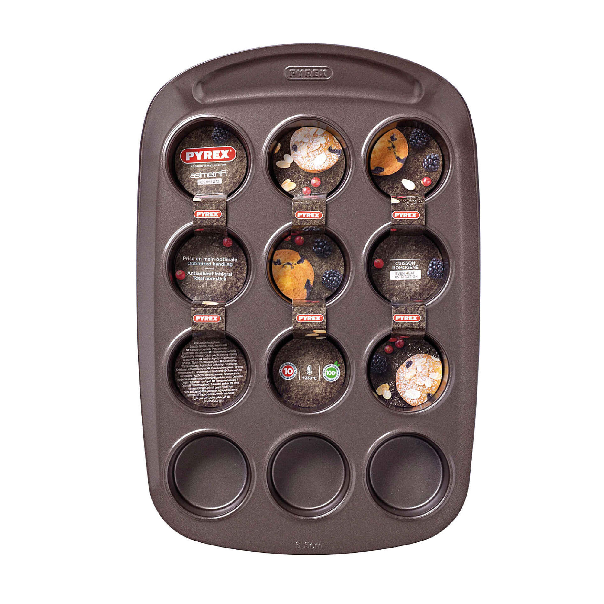 Forma 12 Muffins Metal Castanho Asimetria Pyrex