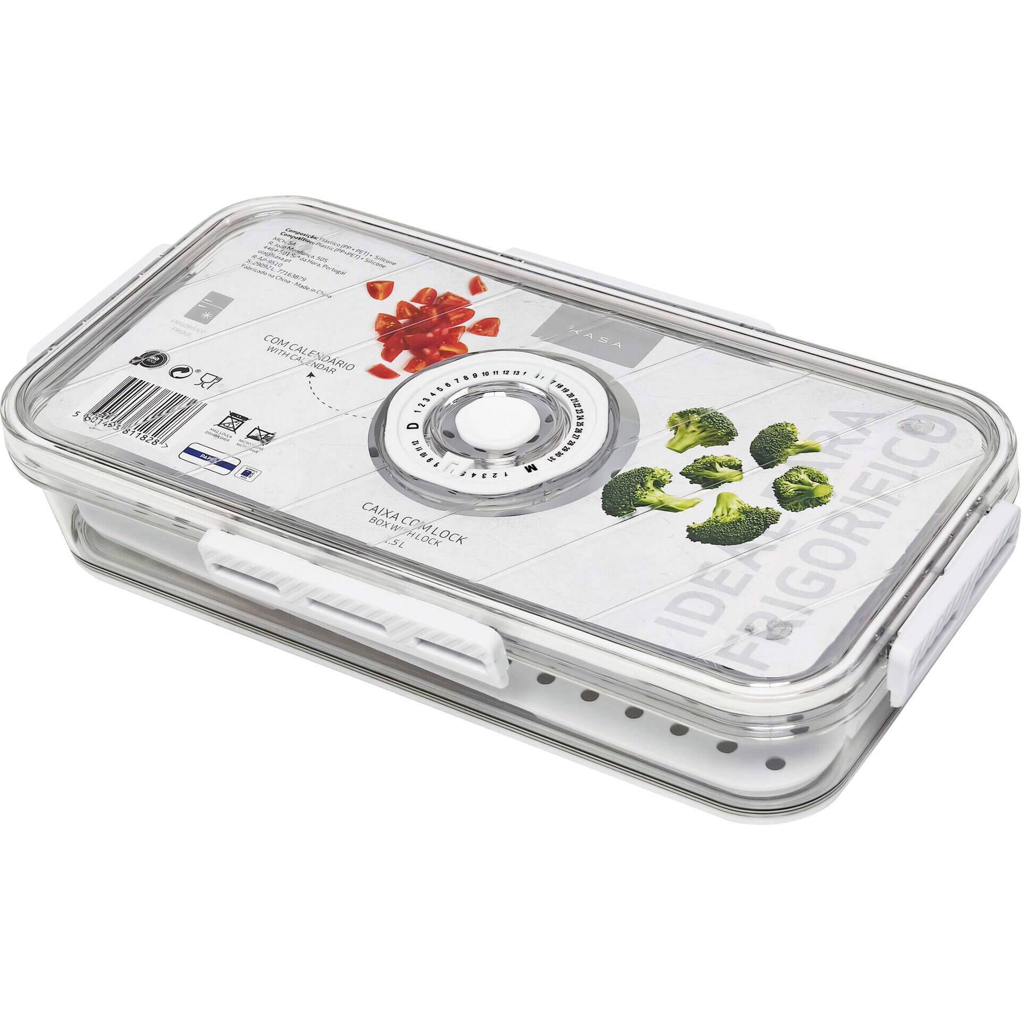 Caixa Organiza&ccedil;&atilde;o 1,5L com Lock para Frigor&iacute;fico Kasa